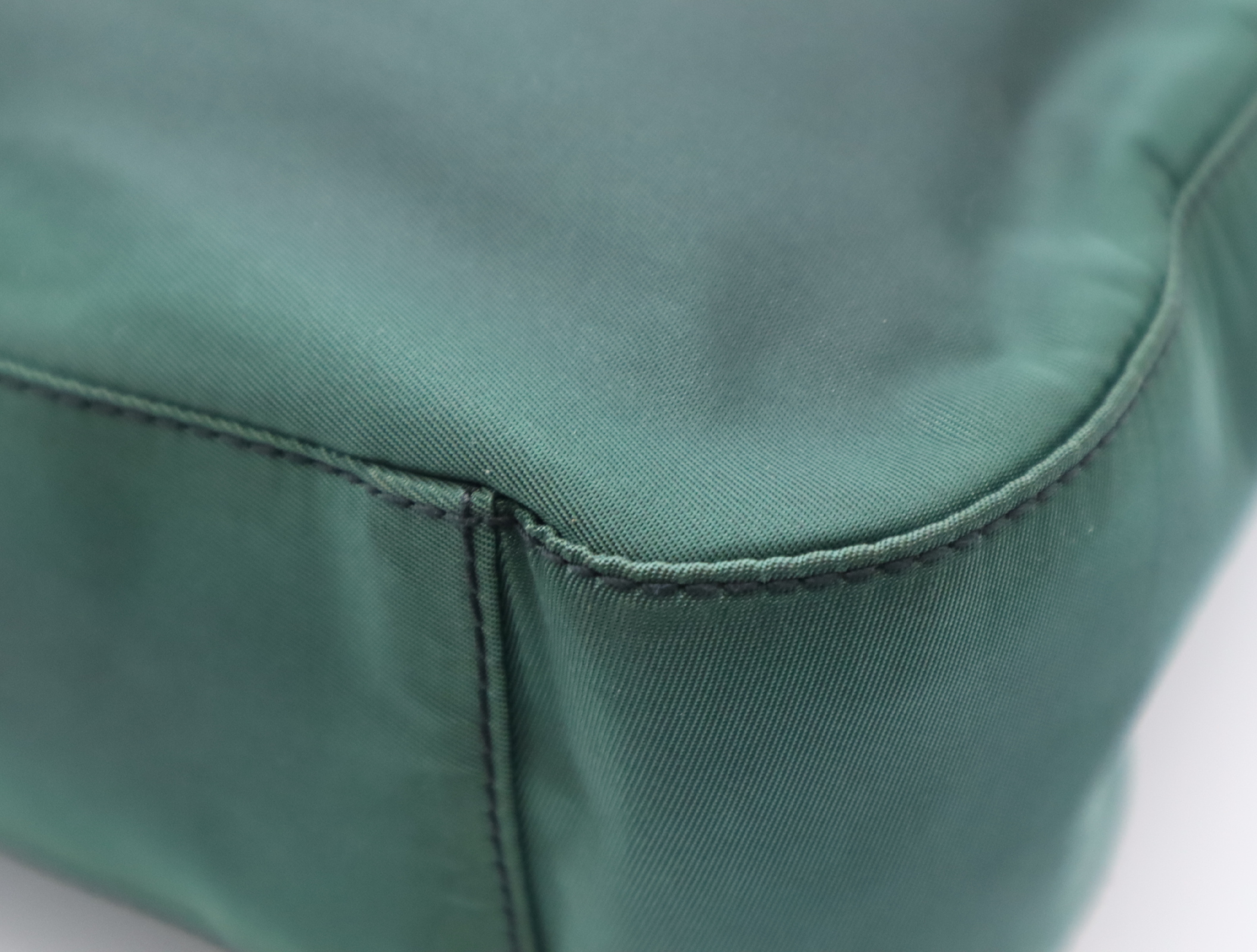 Tessuto Nylon One-Shoulder Bag with Metal Handle, Green, Silver Hardware — view 7