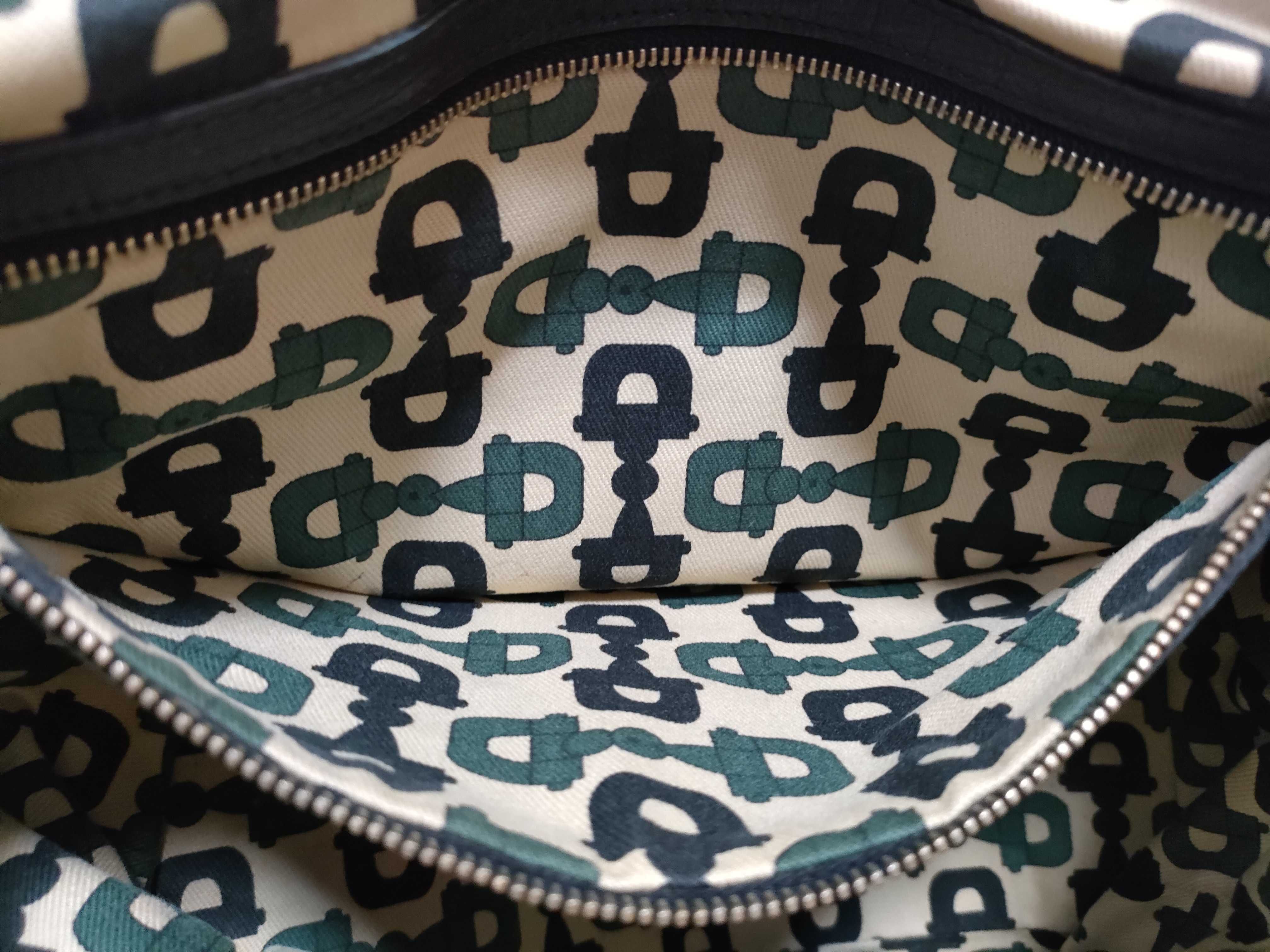 GG Canvas Tote Bag, Canvas Sherry Line, Black, Green, Red, Handbag — view 11