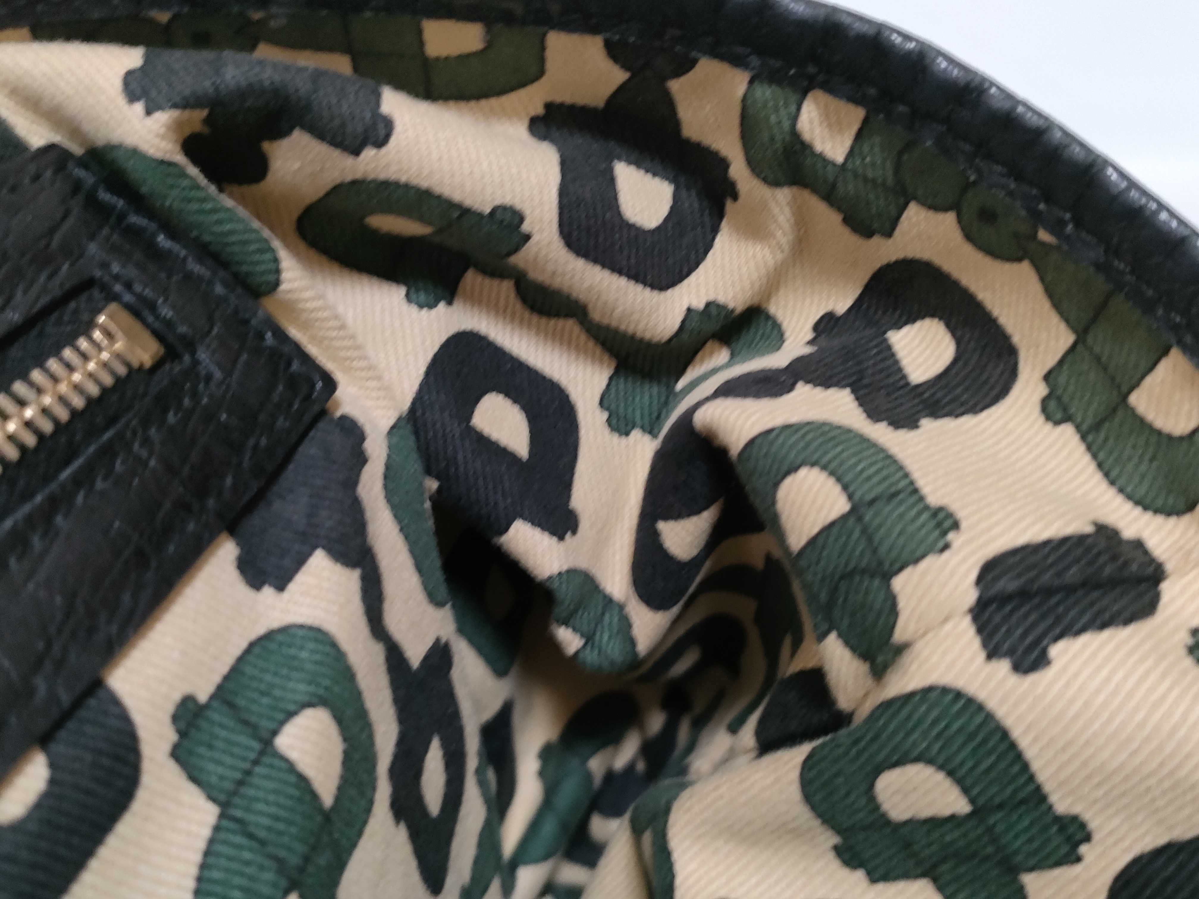 GG Canvas Tote Bag, Canvas Sherry Line, Black, Green, Red, Handbag — view 9