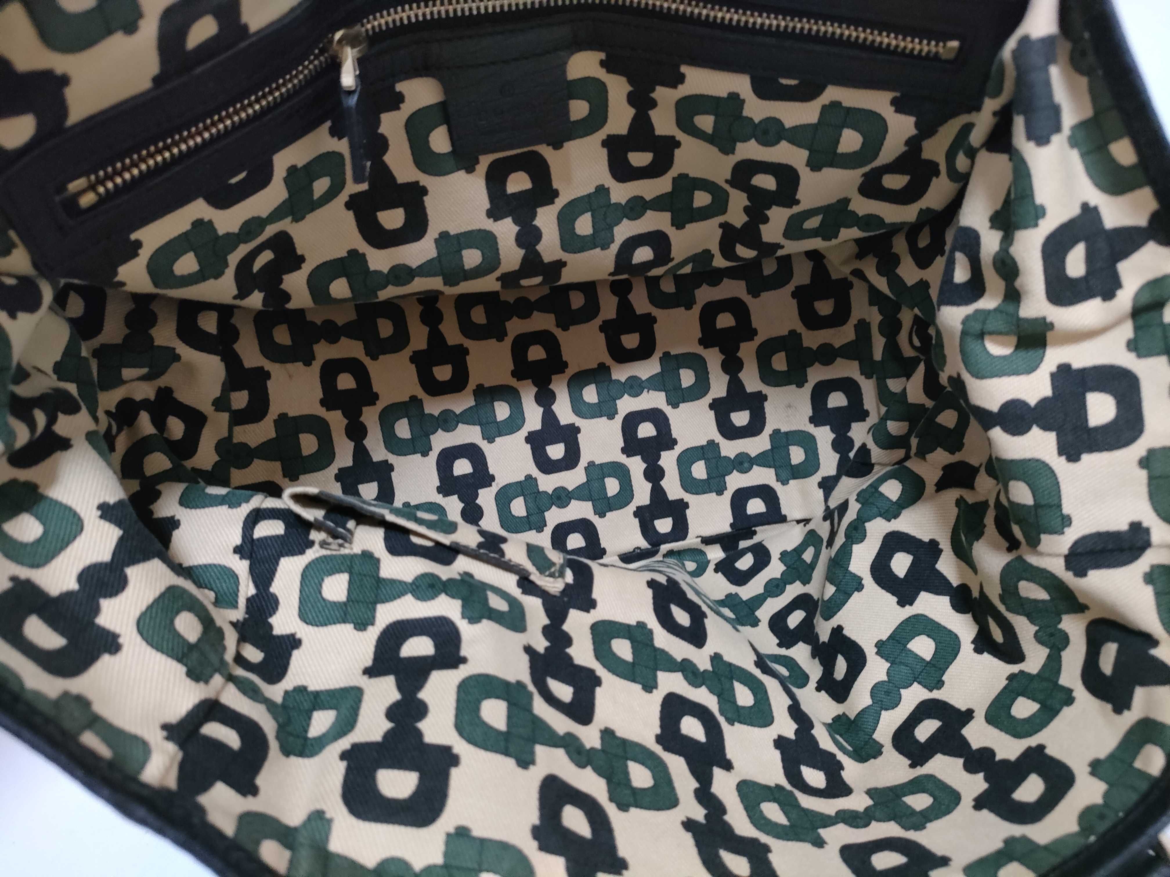 GG Canvas Tote Bag, Canvas Sherry Line, Black, Green, Red, Handbag — view 10