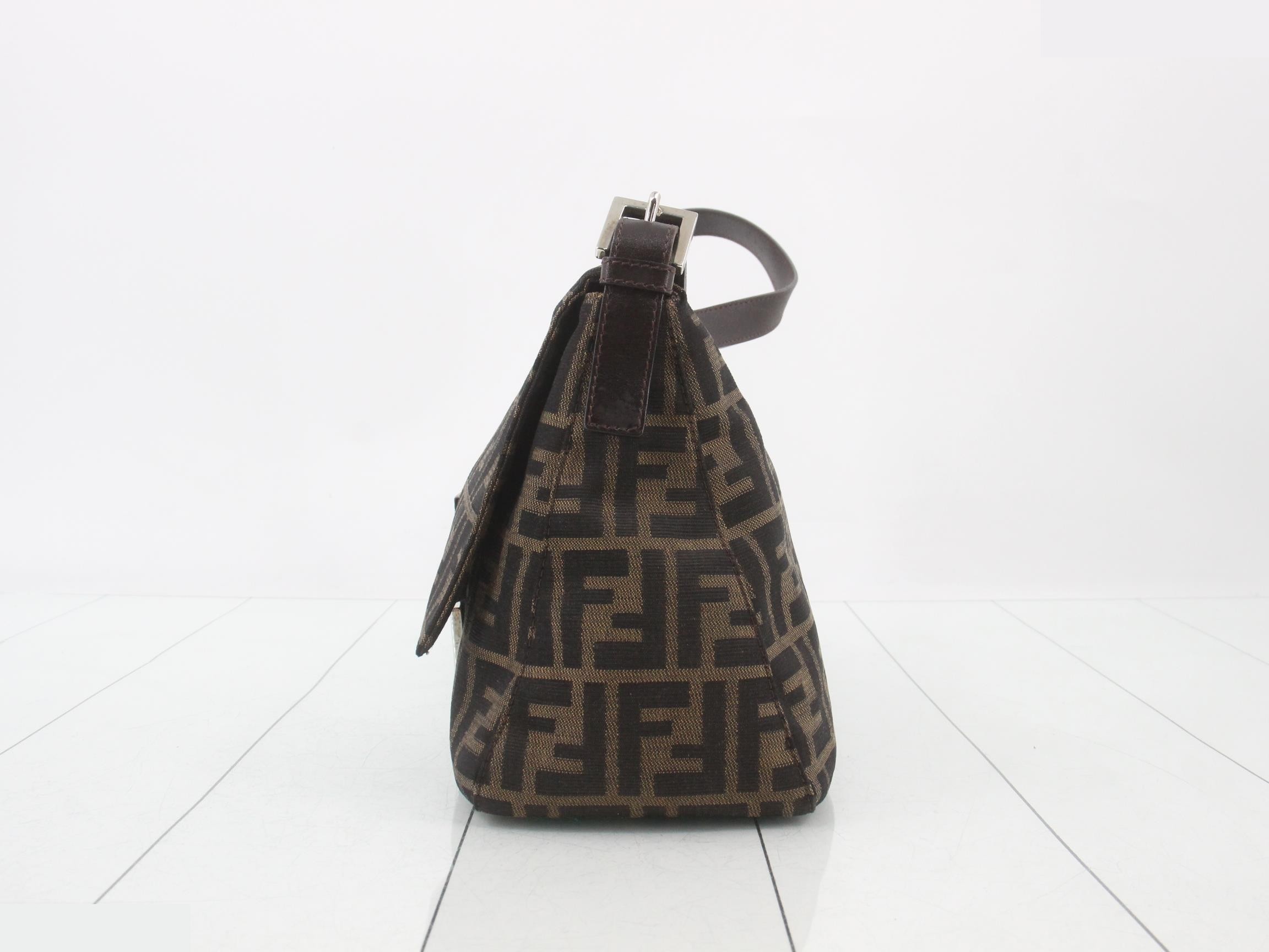 ZUCCA Mamma Bucket Shoulder Bag, Canvas/Leather, Brown — view 3
