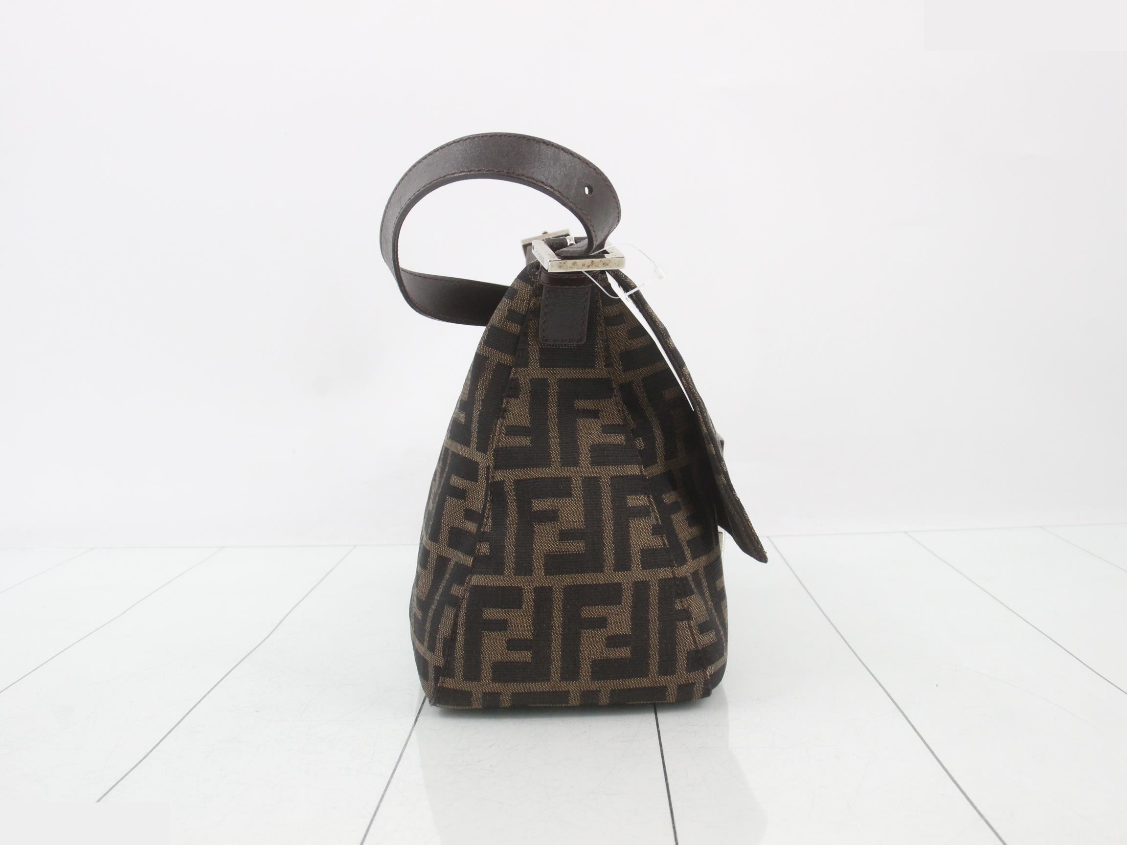 ZUCCA Mamma Bucket Shoulder Bag, Canvas/Leather, Brown — view 4