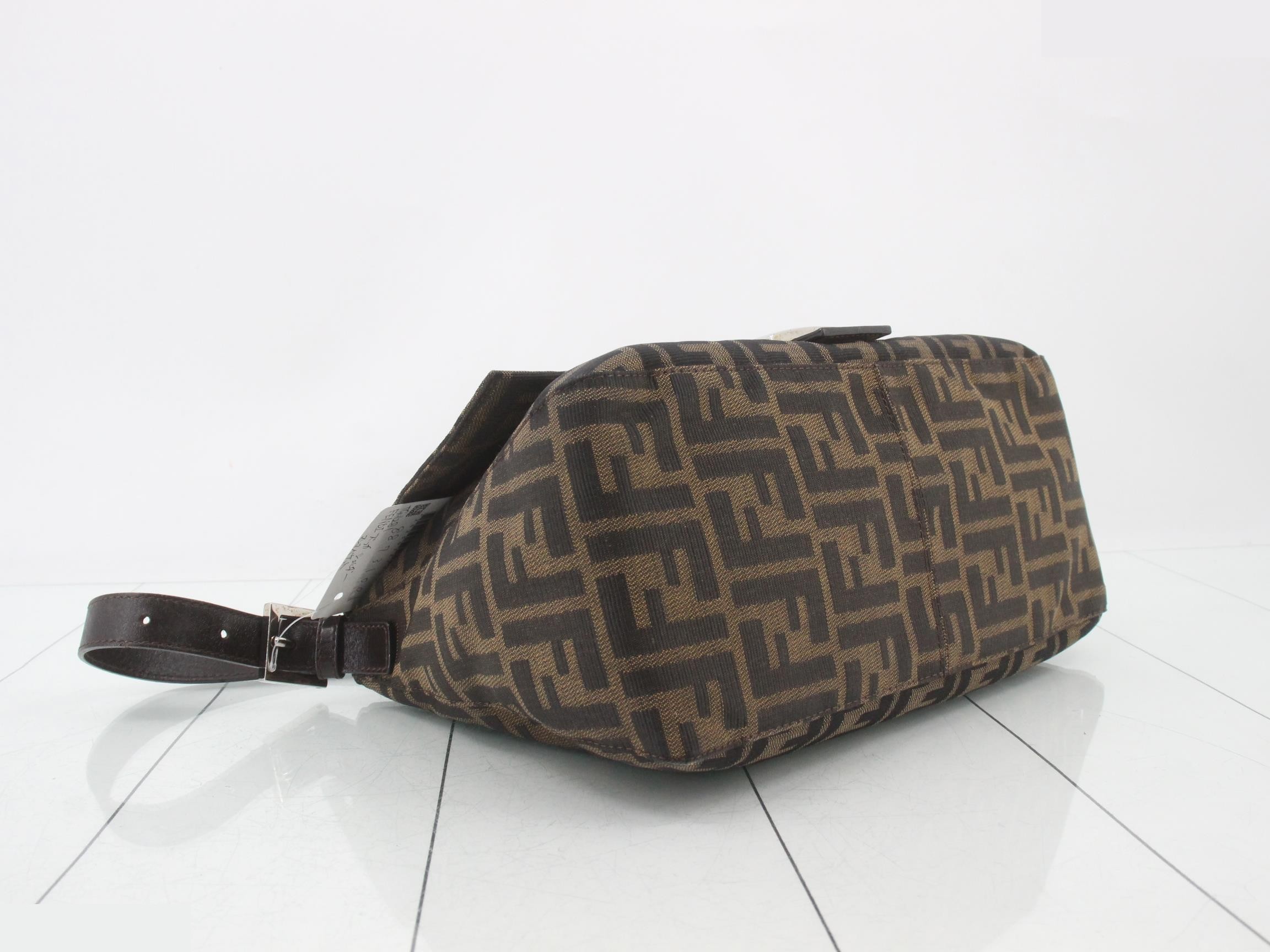 ZUCCA Mamma Bucket Shoulder Bag, Canvas/Leather, Brown — view 5