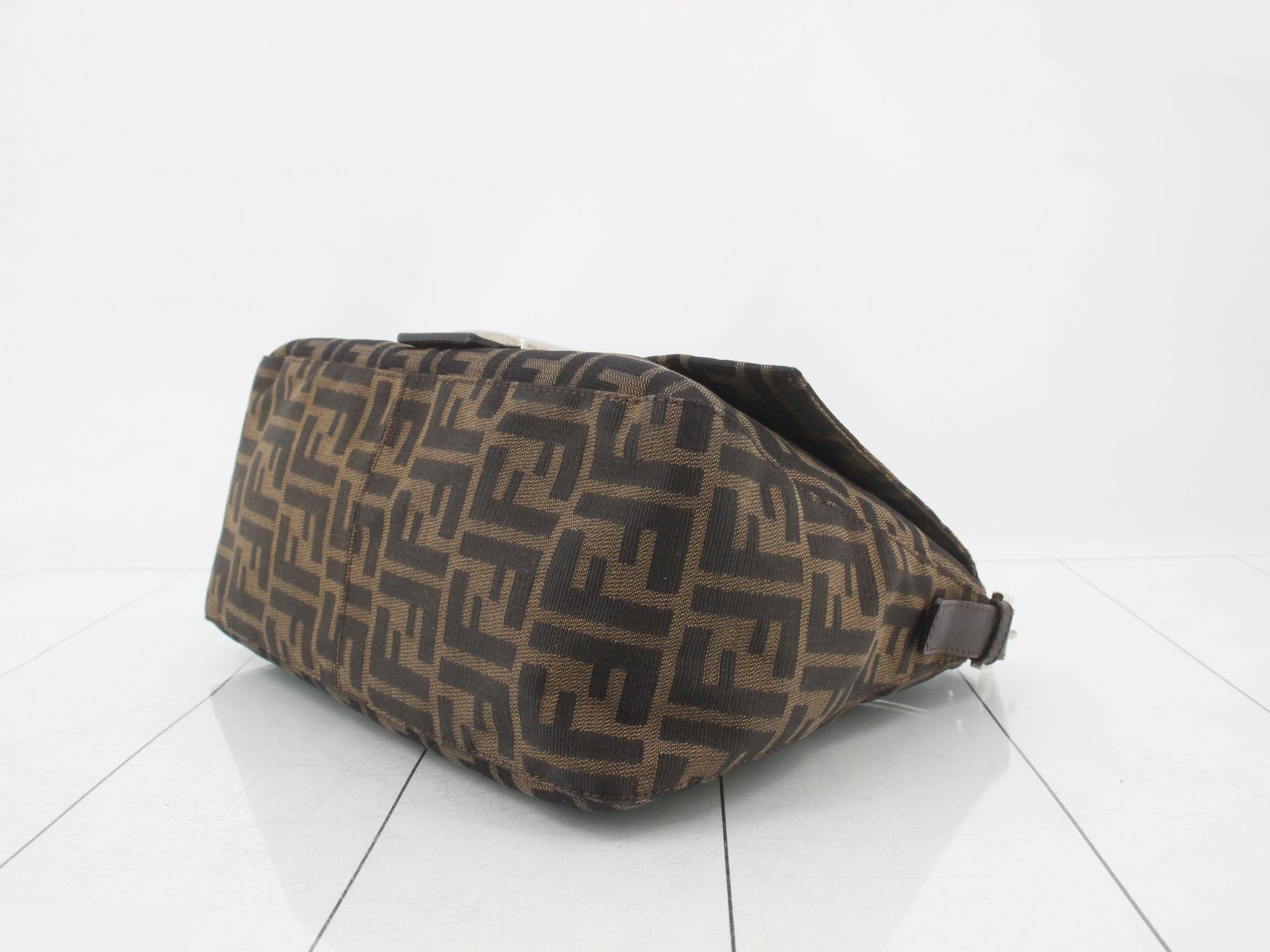 ZUCCA Mamma Bucket Shoulder Bag, Canvas/Leather, Brown — view 6