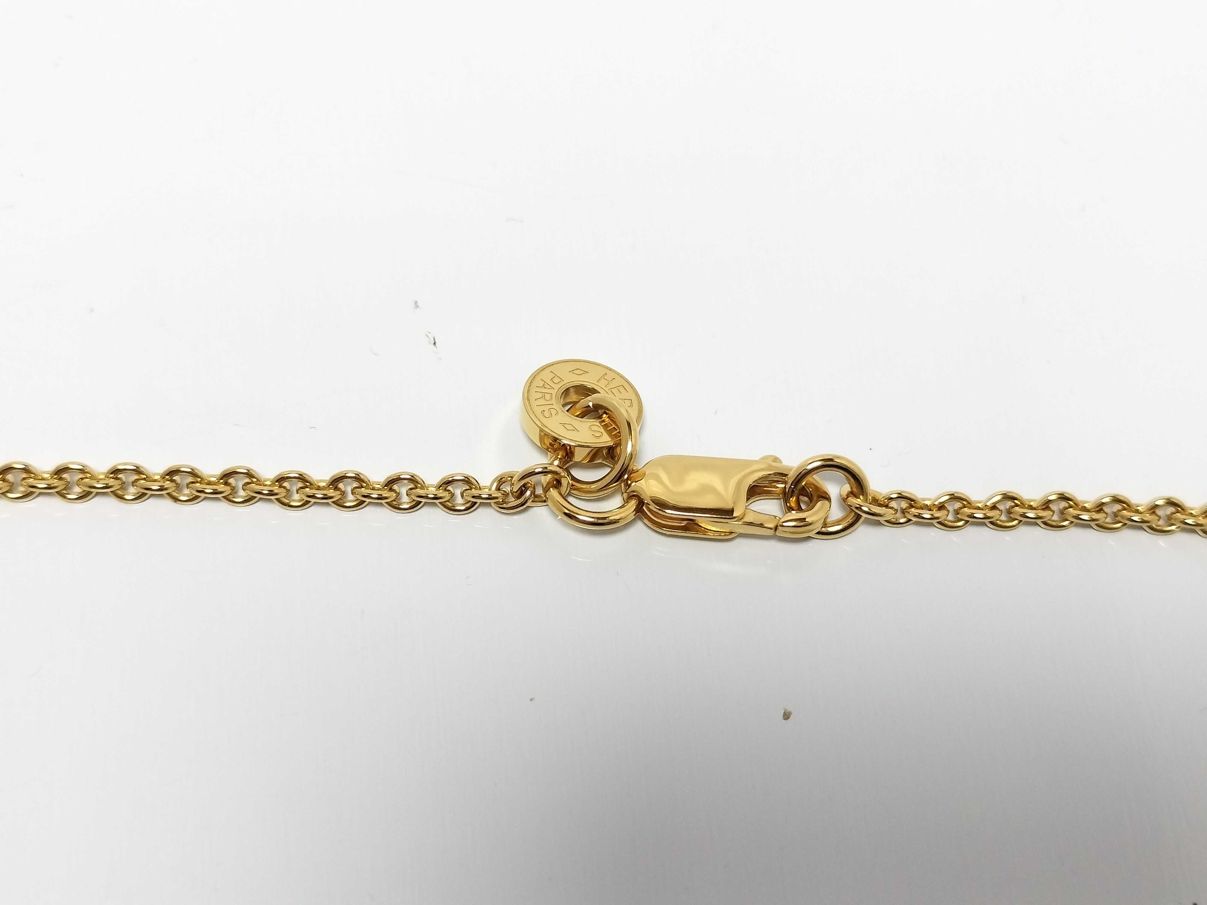 Exotic Leather Col H Necklace, Lizard Black x Gold Hardware, Unused Hermes Necklace — view 2