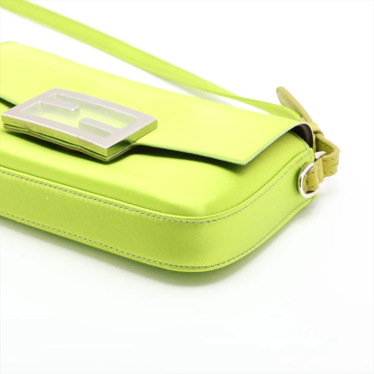 Bucket Satin x Leather 2-Way Shoulder Bag, Green 7AS142 — view 3