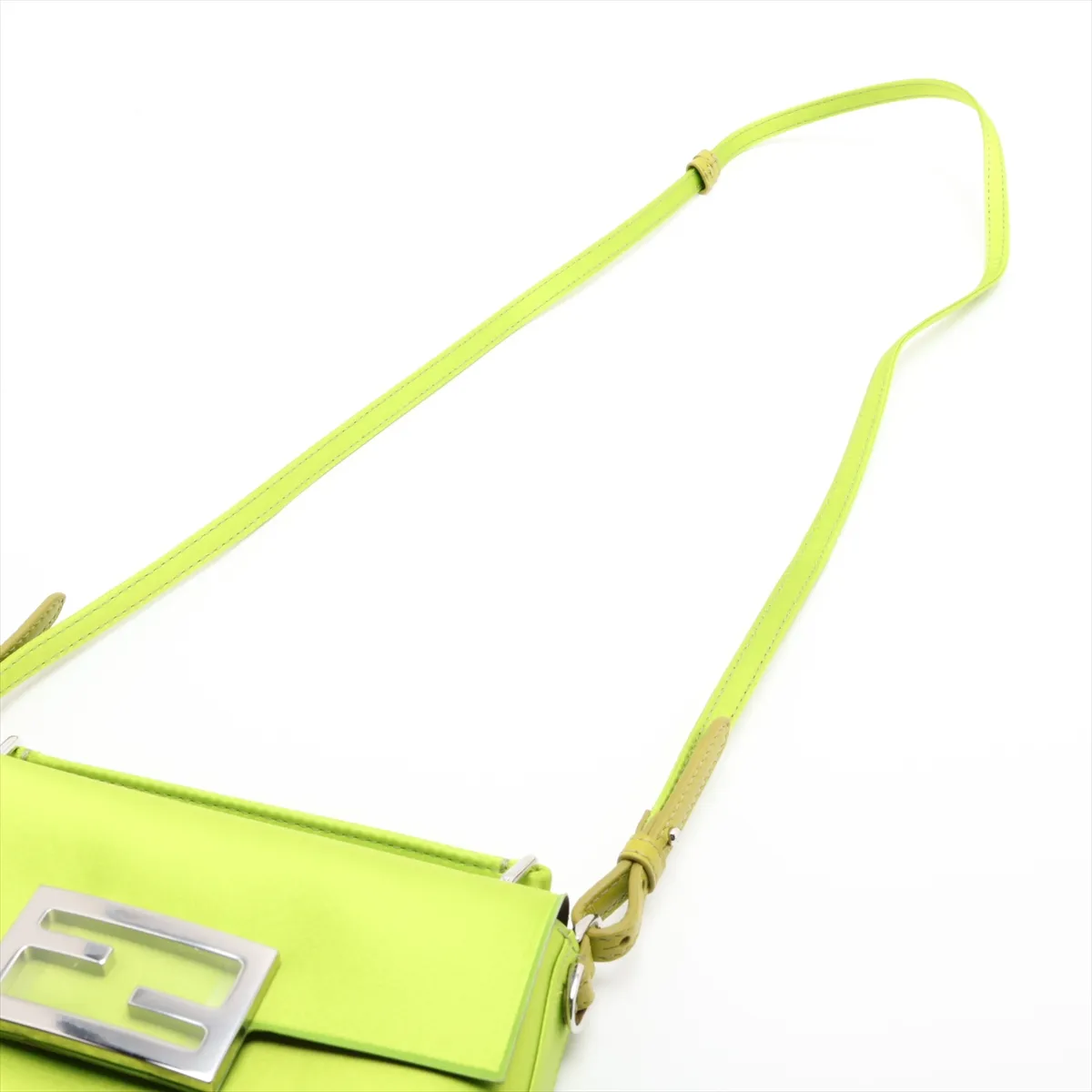 Bucket Satin x Leather 2-Way Shoulder Bag, Green 7AS142 — view 5
