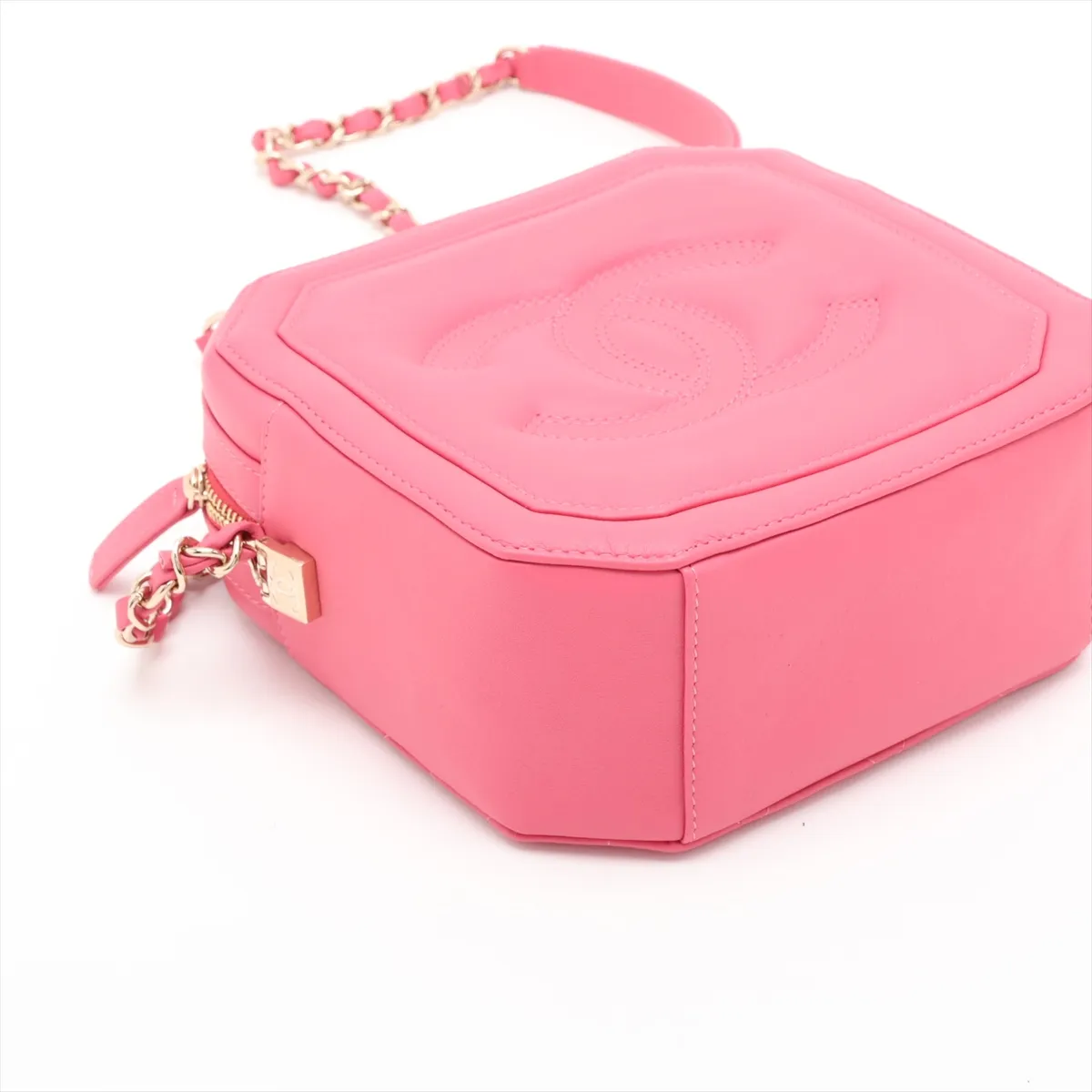 Coco Mark Lambskin Chain Shoulder Bag, Pink with Gold Hardware, AS1235 — view 4