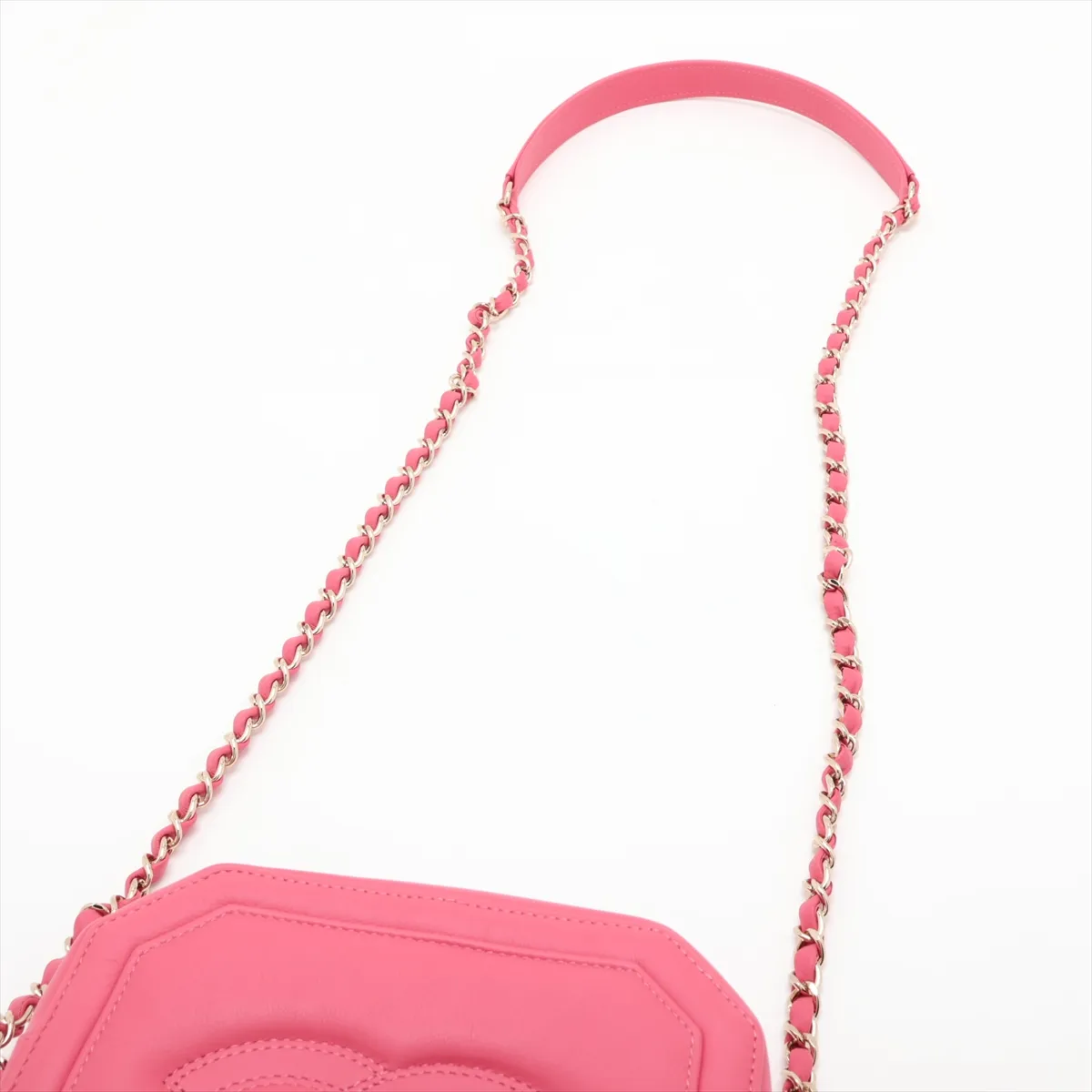Coco Mark Lambskin Chain Shoulder Bag, Pink with Gold Hardware, AS1235 — view 5