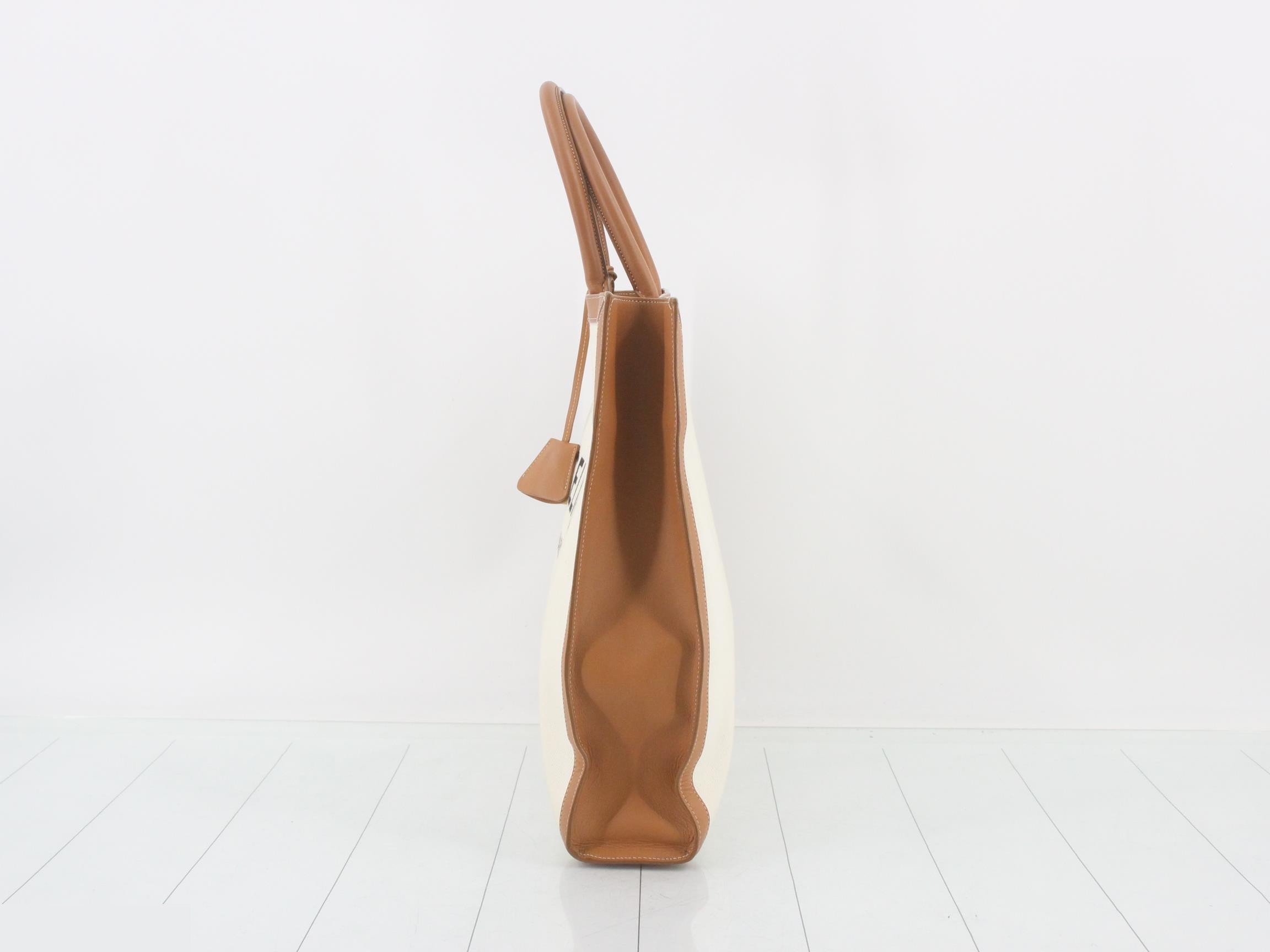 Vertical Cover Canvas Leather Tote Bag — view 3