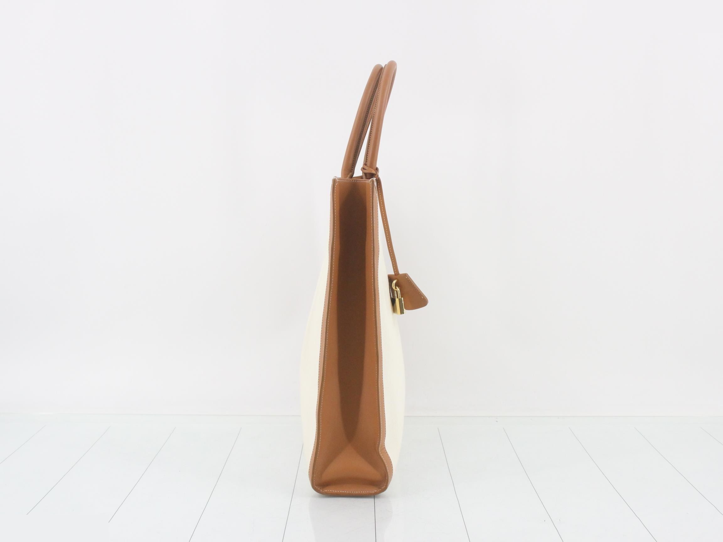 Vertical Cover Canvas Leather Tote Bag — view 4
