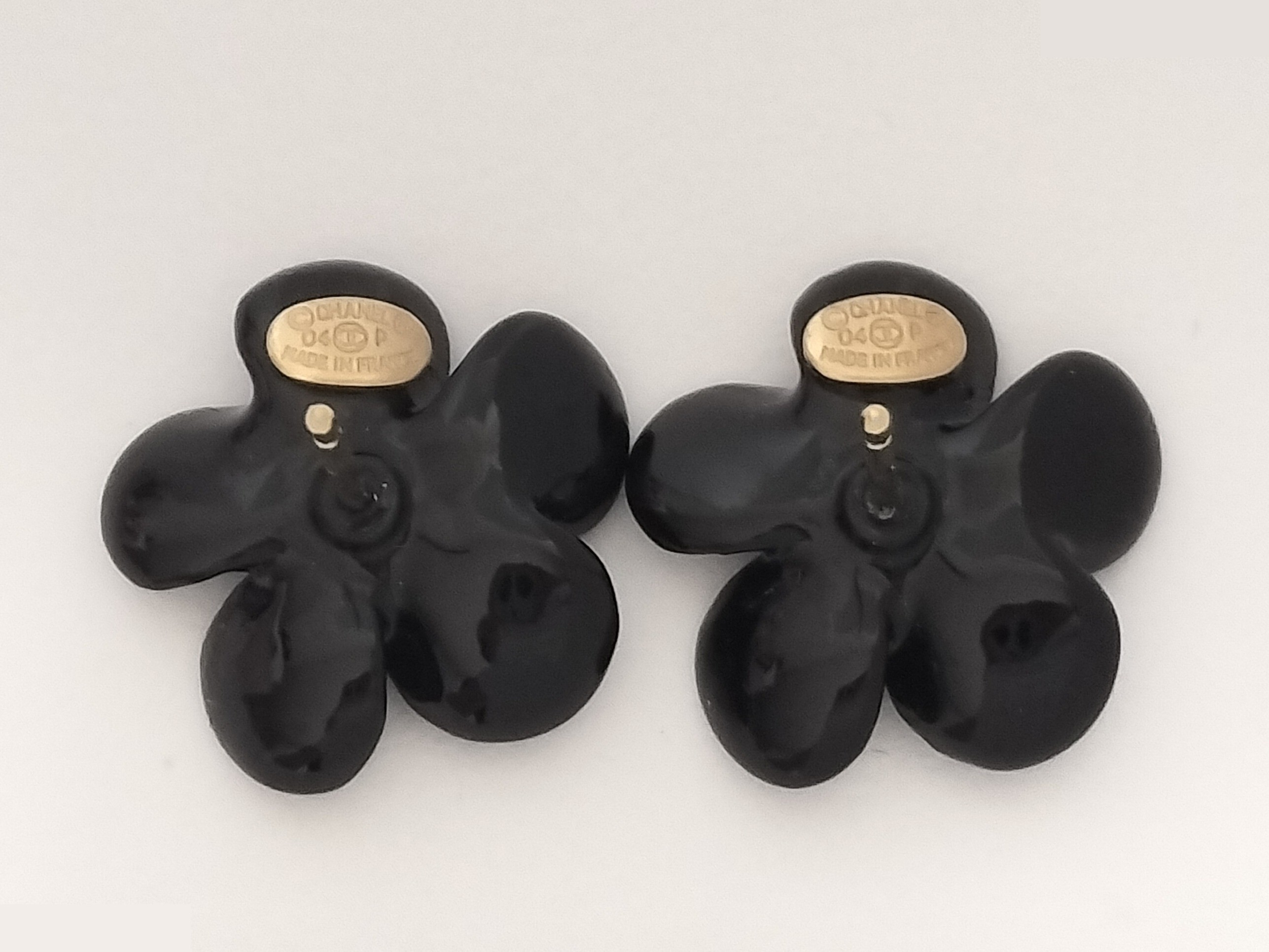 Coco Camellia Black Earrings — view 3