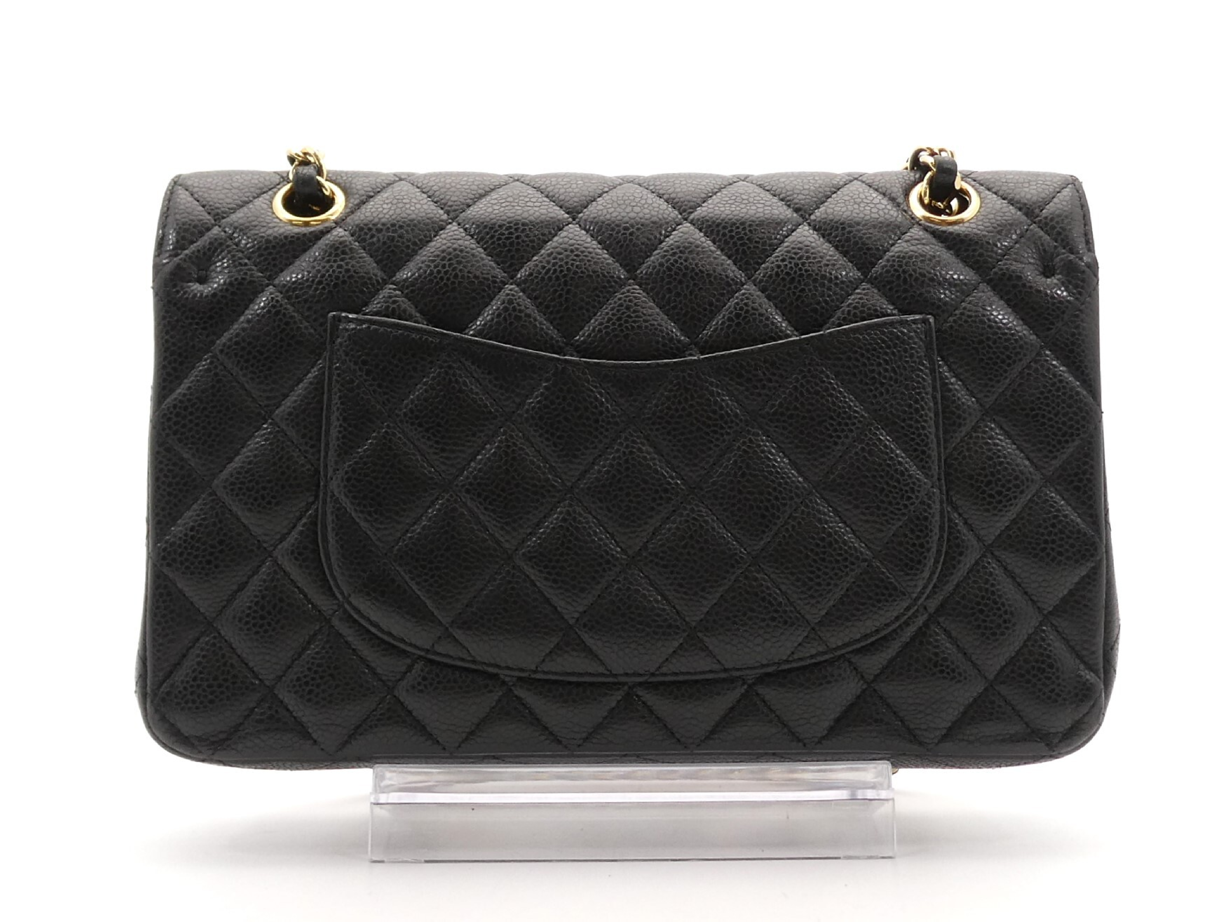 Matelassé Coco Mark Caviar Skin Double Flap Double Chain Shoulder Bag — view 2