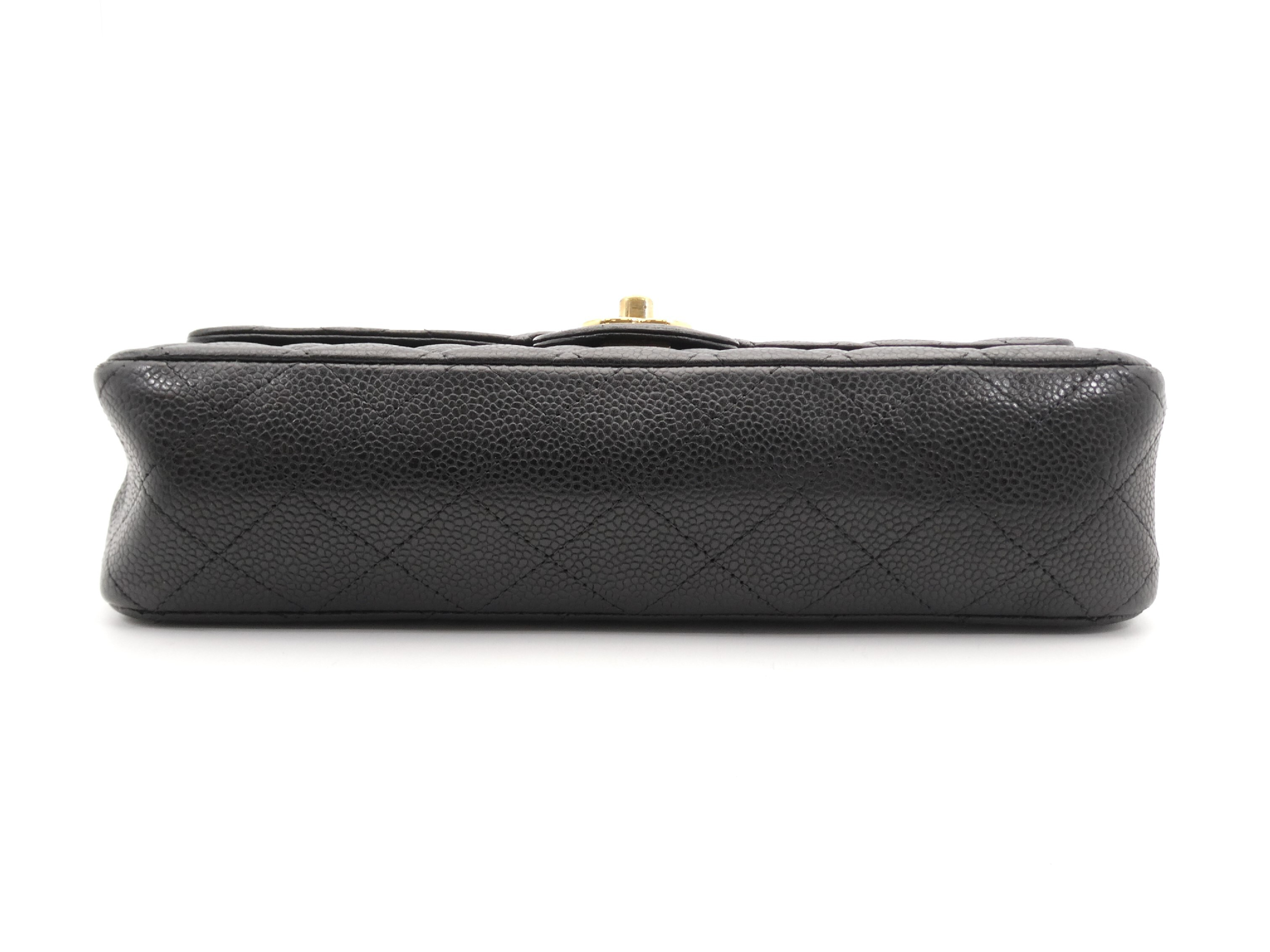 Matelassé Coco Mark Caviar Skin Double Flap Double Chain Shoulder Bag — view 5