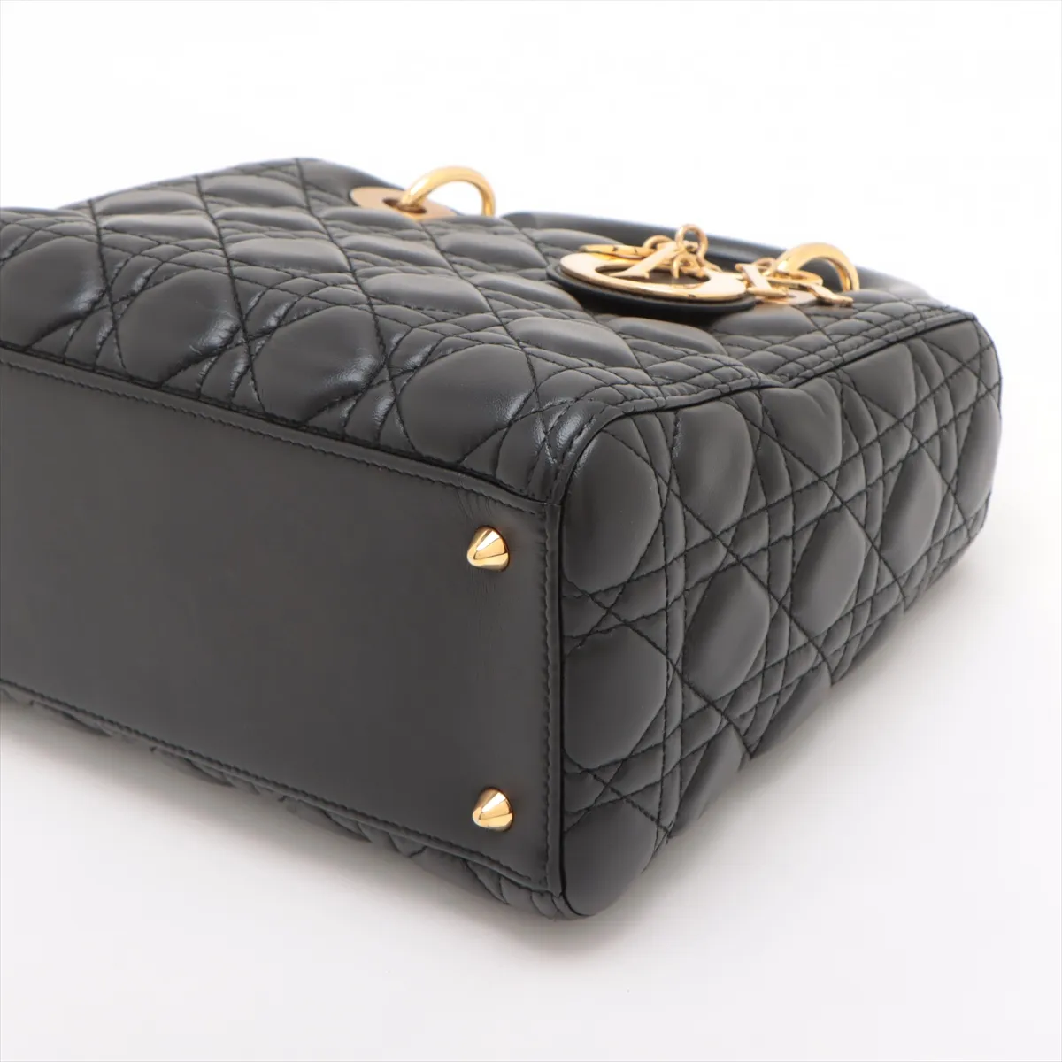 Lady Dior Cannage Leather 2WAY Handbag Black — view 3