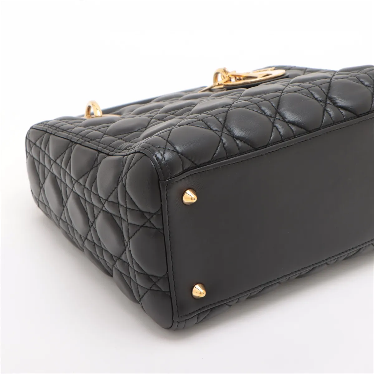 Lady Dior Cannage Leather 2WAY Handbag Black — view 4
