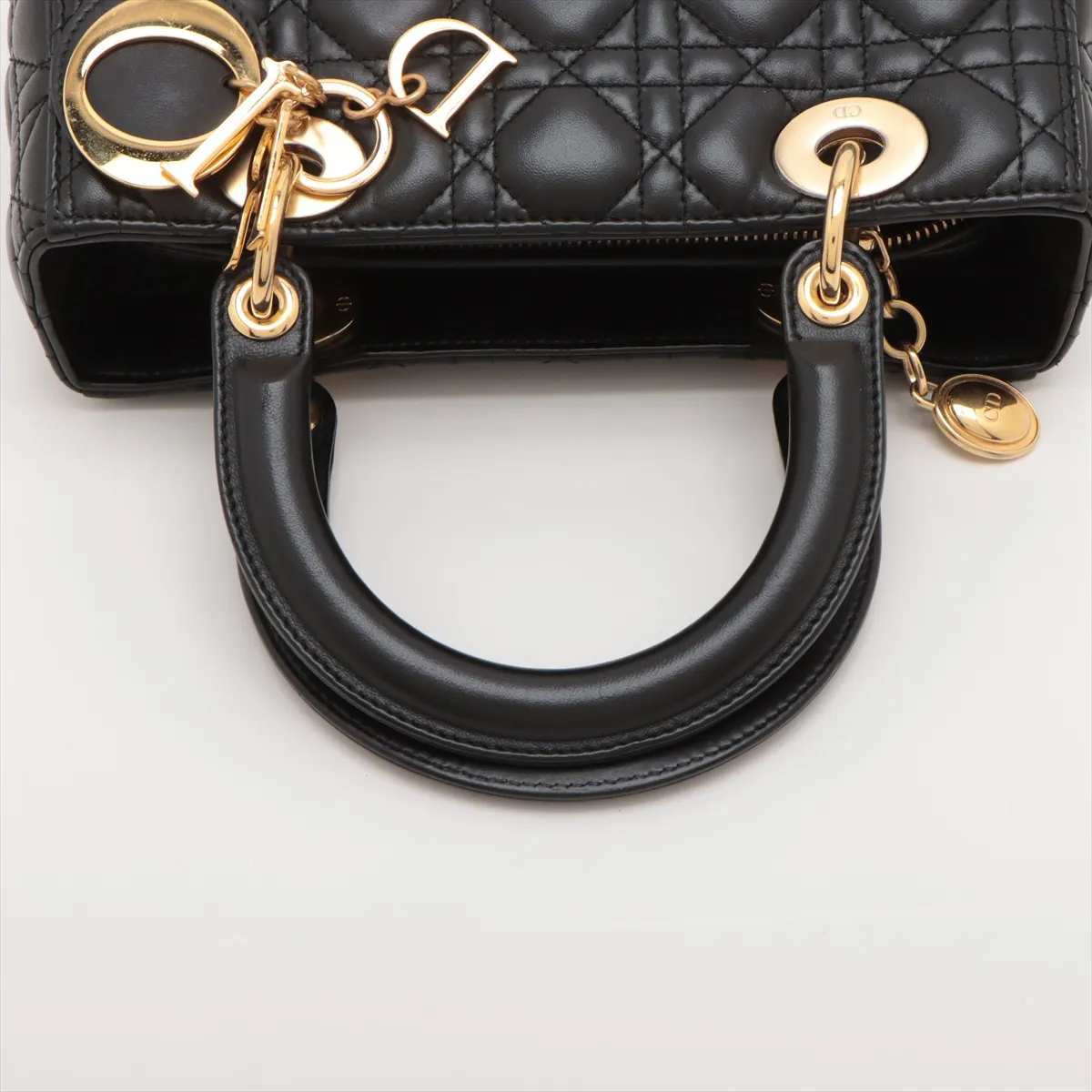 Lady Dior Cannage Leather 2WAY Handbag Black — view 5