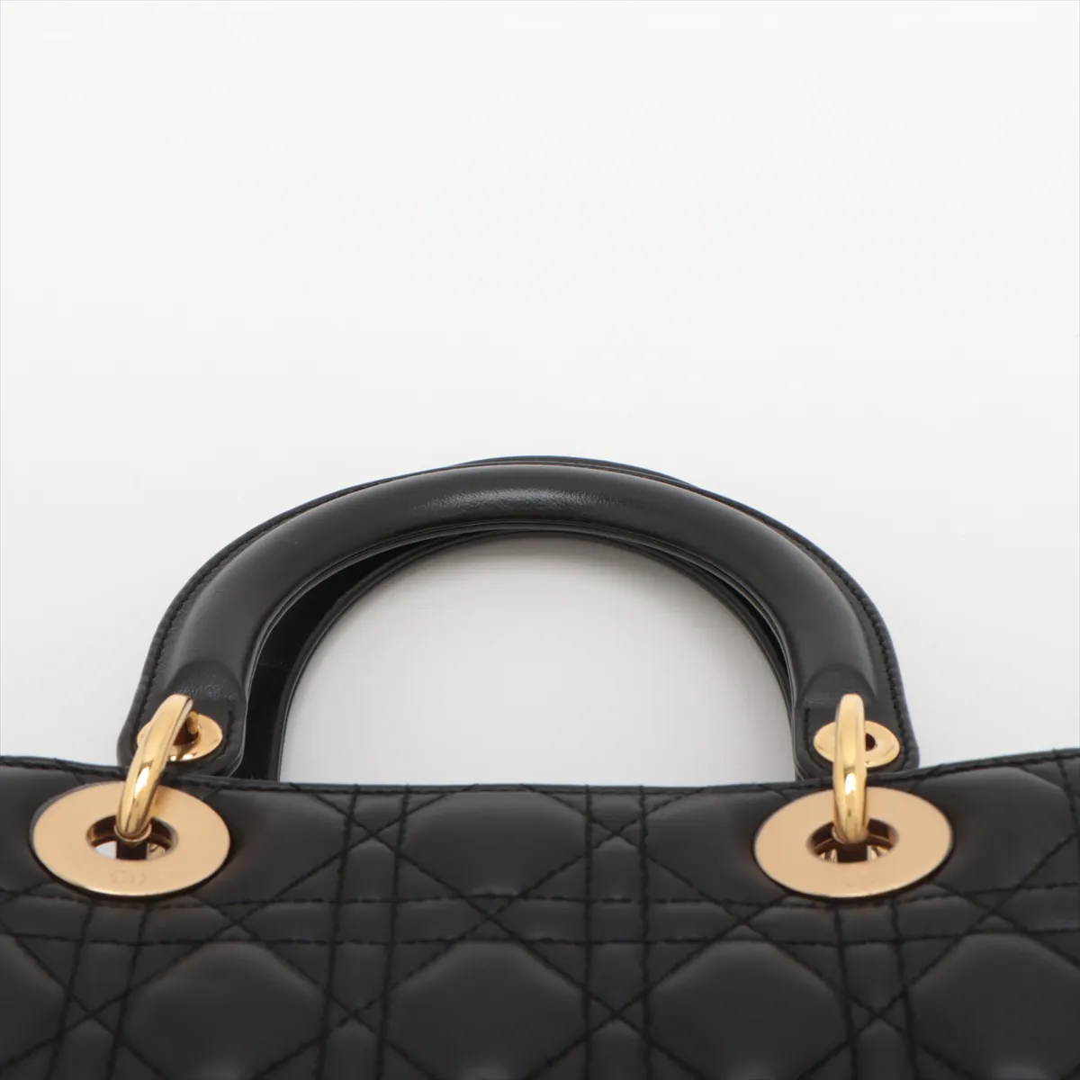 Lady Dior Cannage Leather 2WAY Handbag Black — view 6