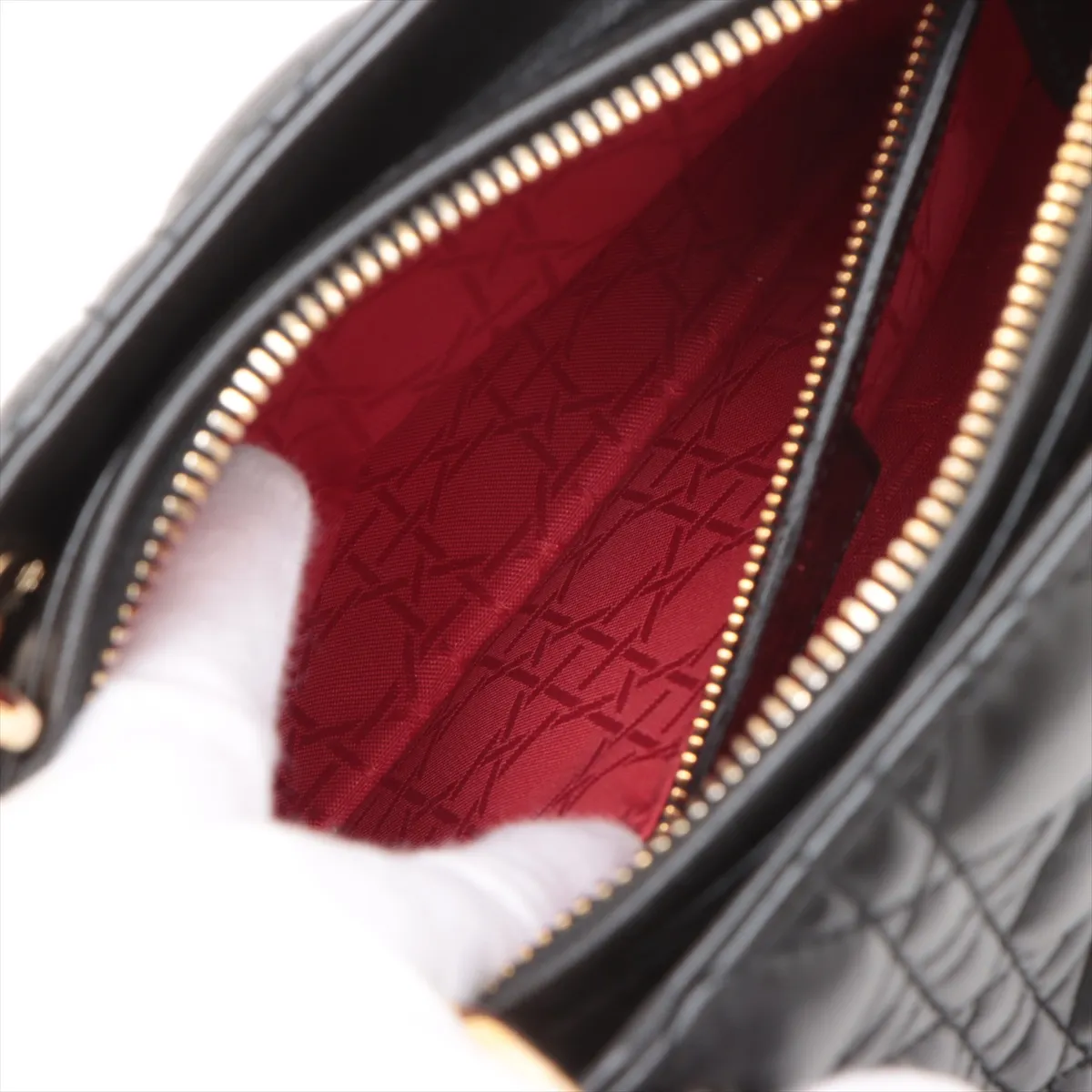 Lady Dior Cannage Leather 2WAY Handbag Black — view 9