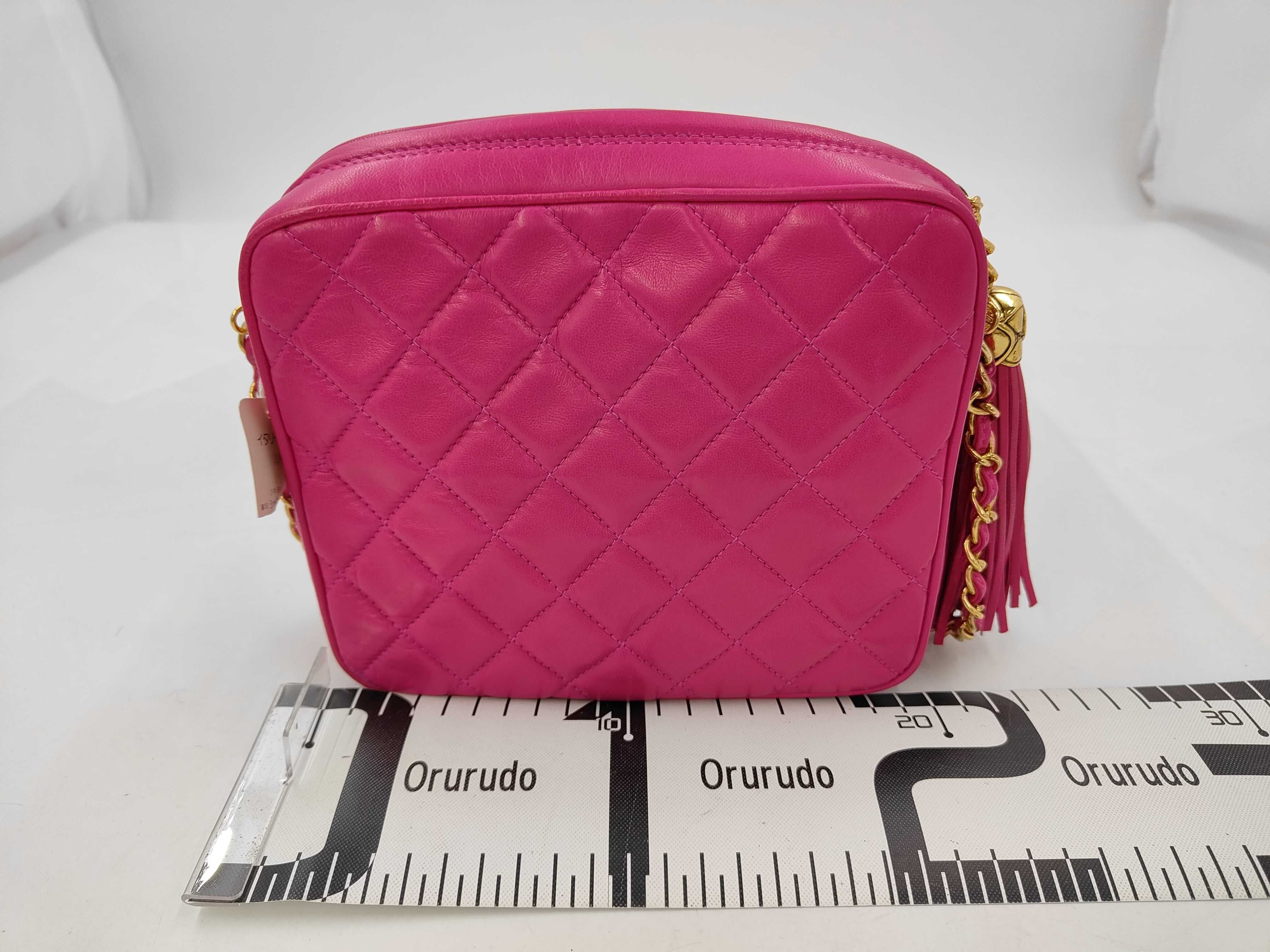 Lambskin Coco Mark Fringe Chain Pink Shoulder Bag — view 2