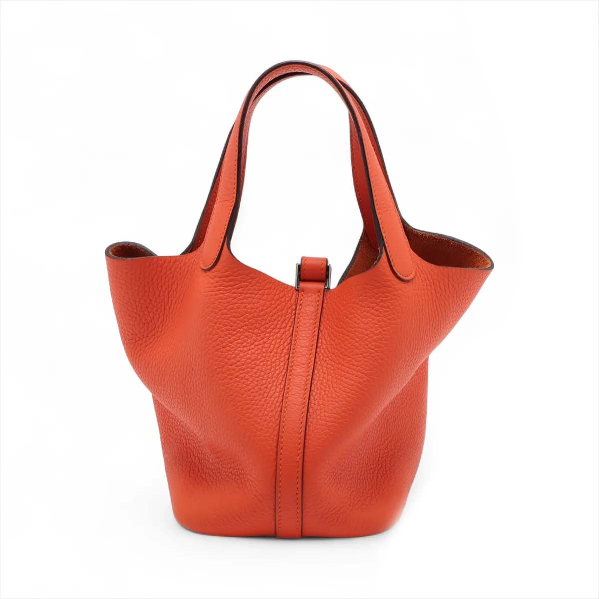 Picotan Lock 18 PM Taurillon Clemence Orange Silver Hardware Y:2020 — view 2