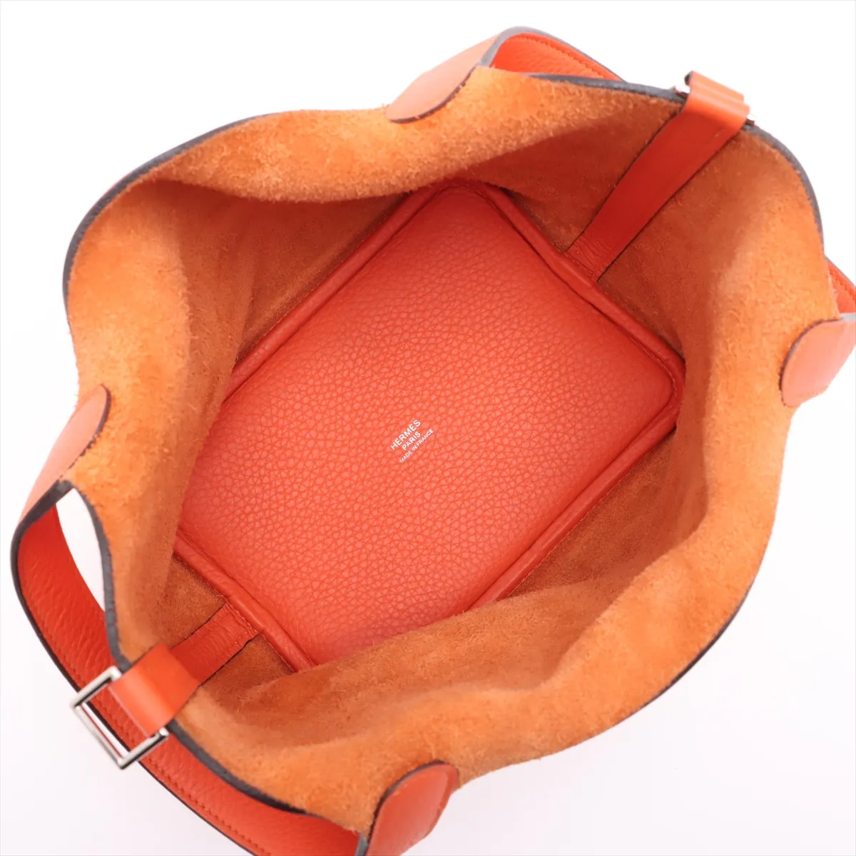 Picotan Lock 18 PM Taurillon Clemence Orange Silver Hardware Y:2020 — view 7