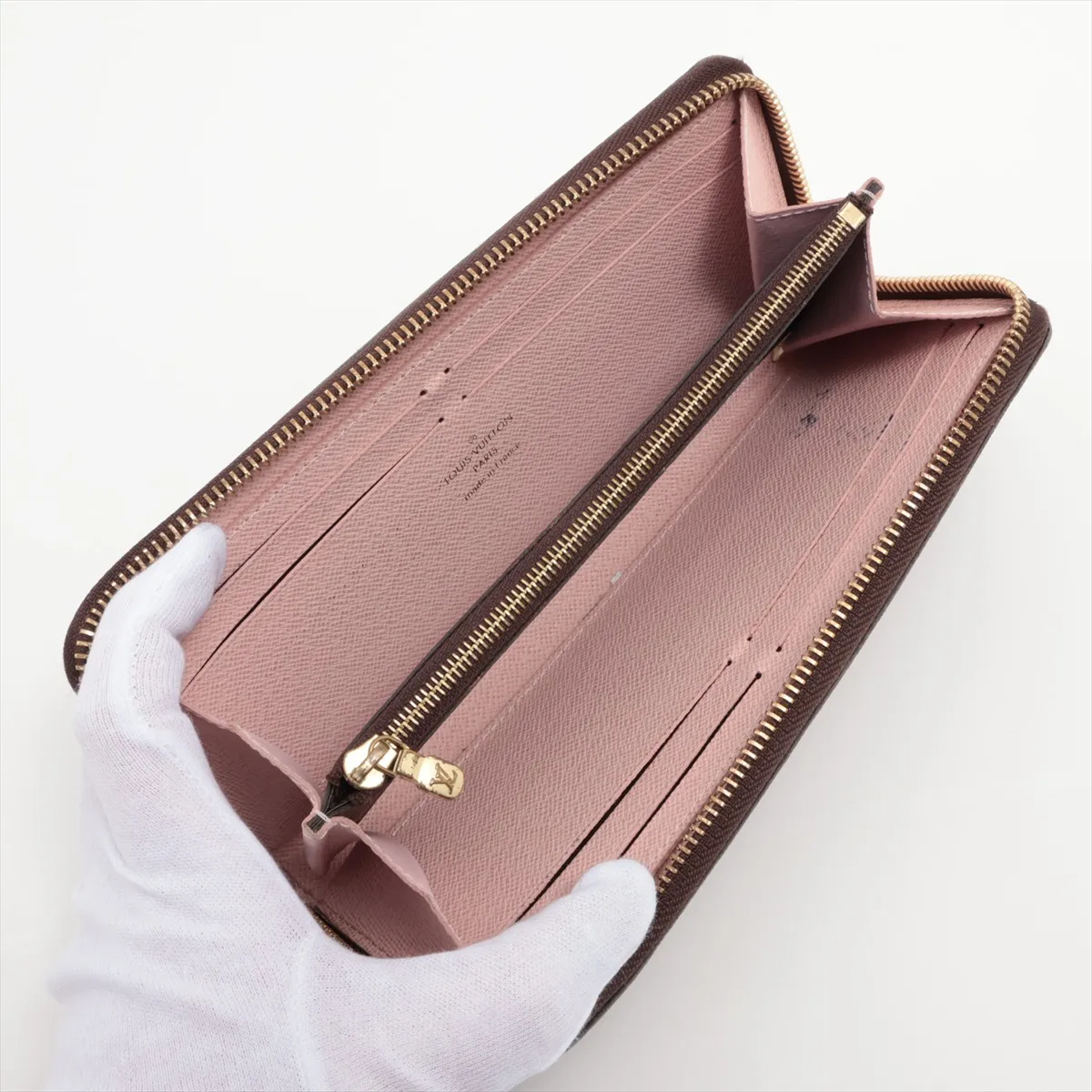 Monogram Portefeuille Clemence M61298 Rose Ballerine Round Zip Wallet RFID Reactive — view 3