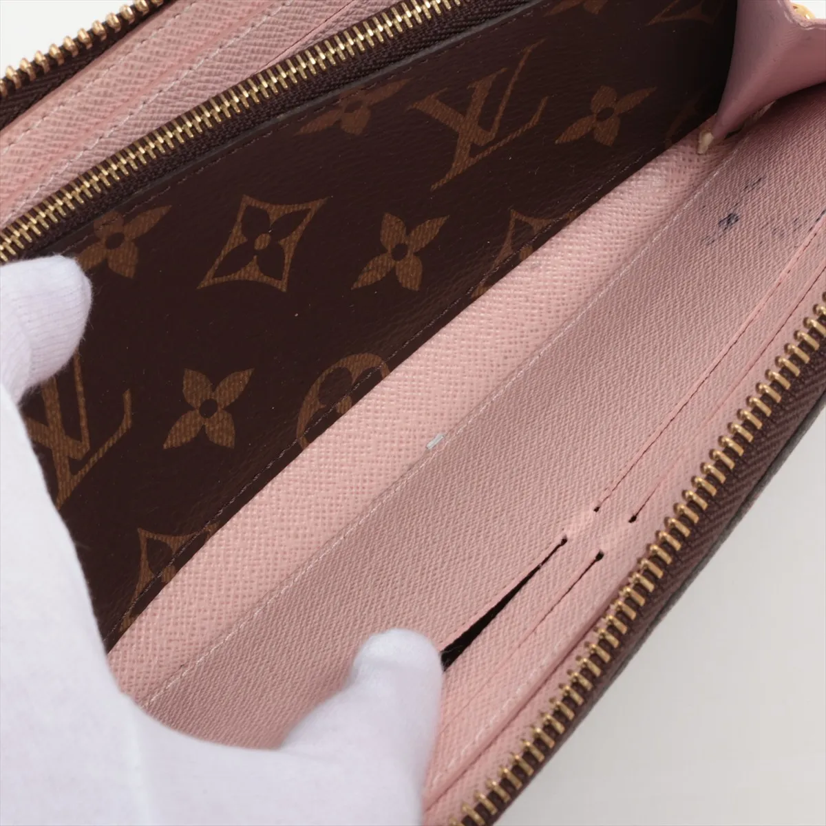Monogram Portefeuille Clemence M61298 Rose Ballerine Round Zip Wallet RFID Reactive — view 6