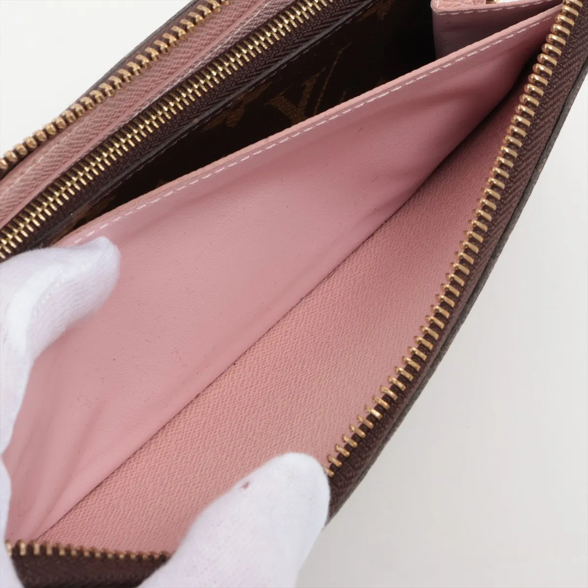 Monogram Portefeuille Clemence M61298 Rose Ballerine Round Zip Wallet RFID Reactive — view 7