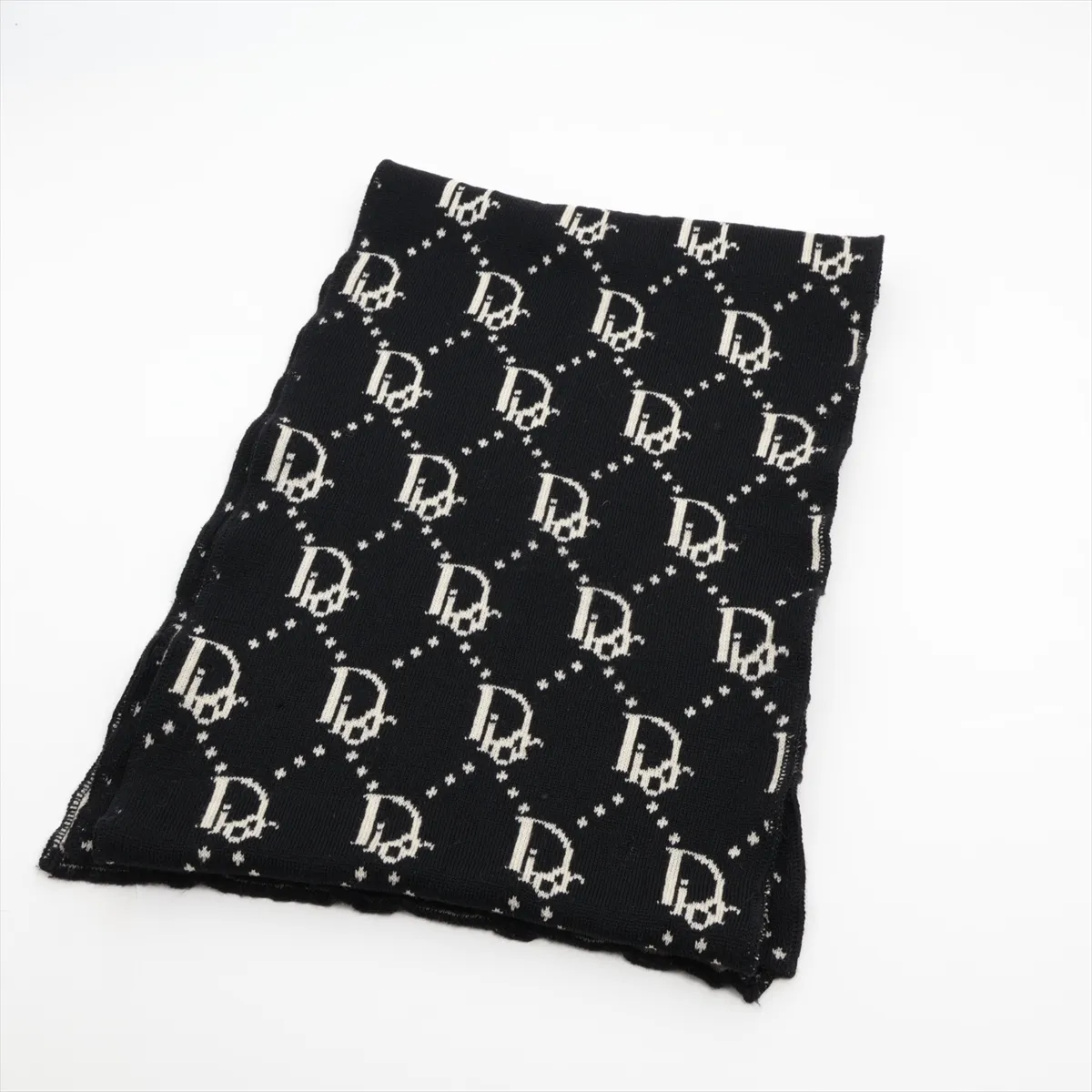 Trotter Scarf, Wool, Black x White. Shows wear,