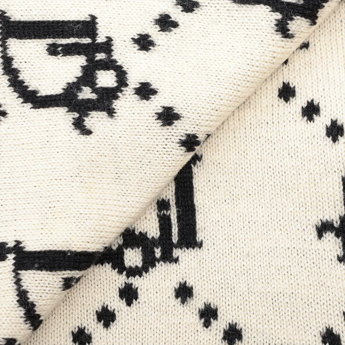 Trotter Scarf, Wool, Black x White. Shows wear, — view 2