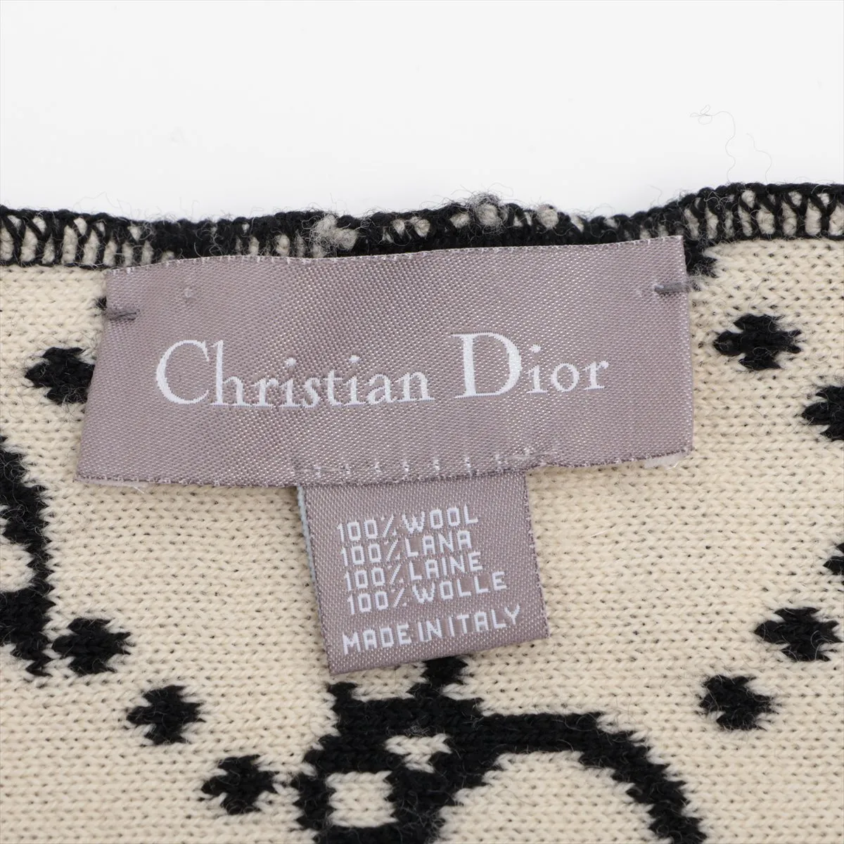 Trotter Scarf, Wool, Black x White. Shows wear, — view 3
