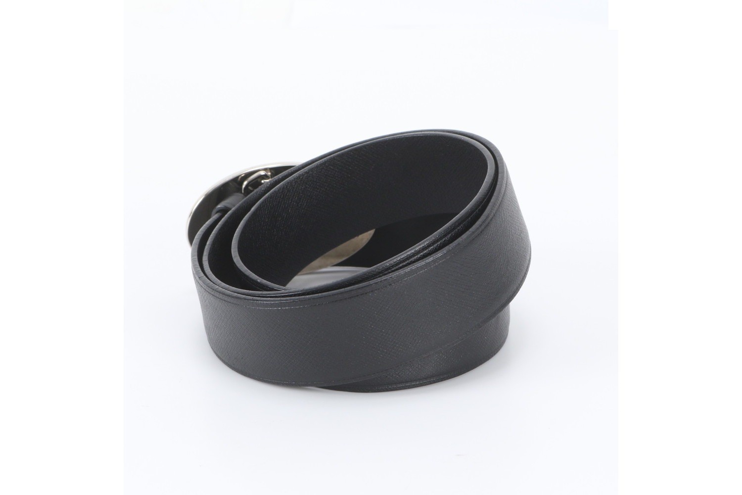 Logo buckle leather belt, black, fashion — view 3