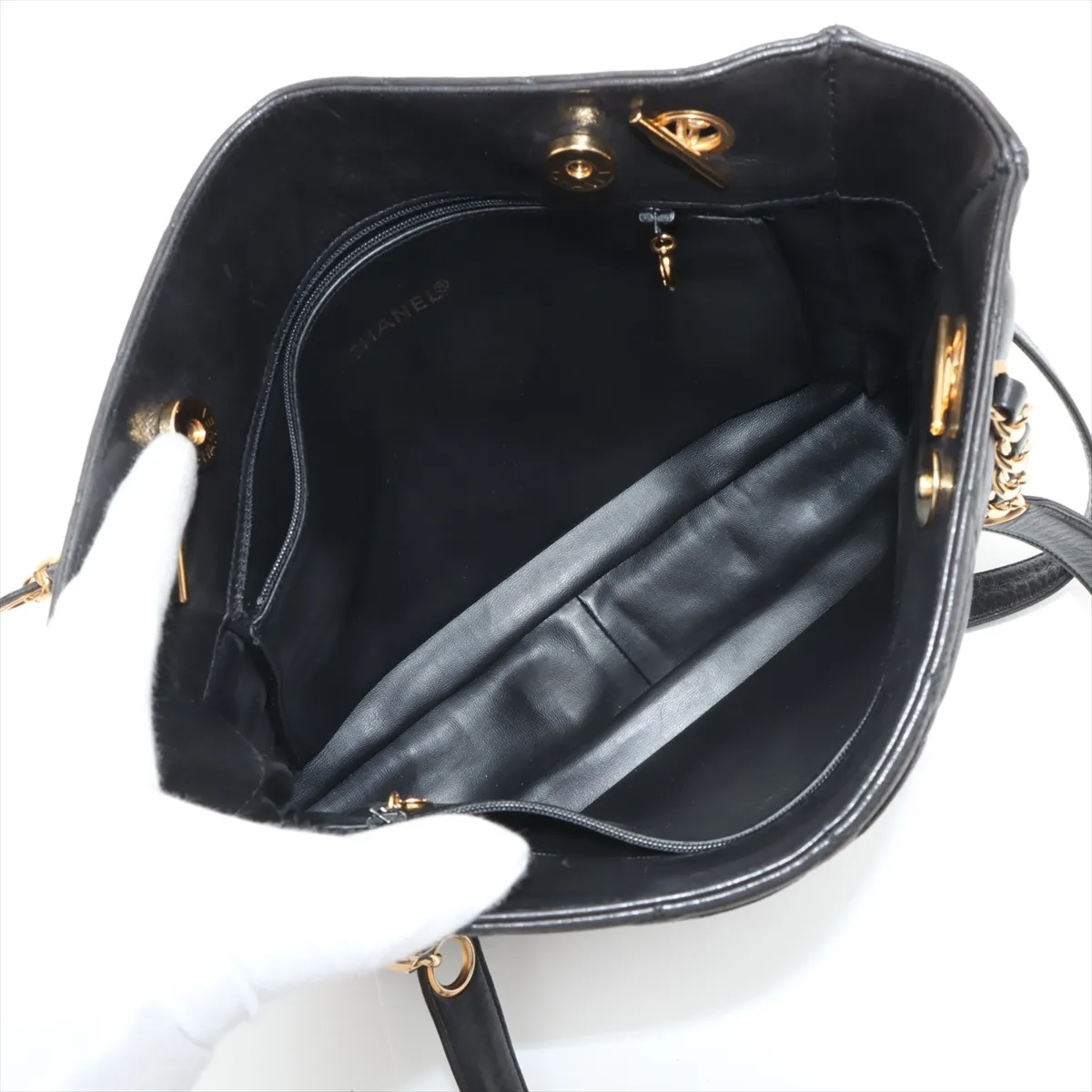 Matelasse Lambskin Chain Tote Bag Coco Ball Black Gold Hardware 2872233 2nd Edition — view 6