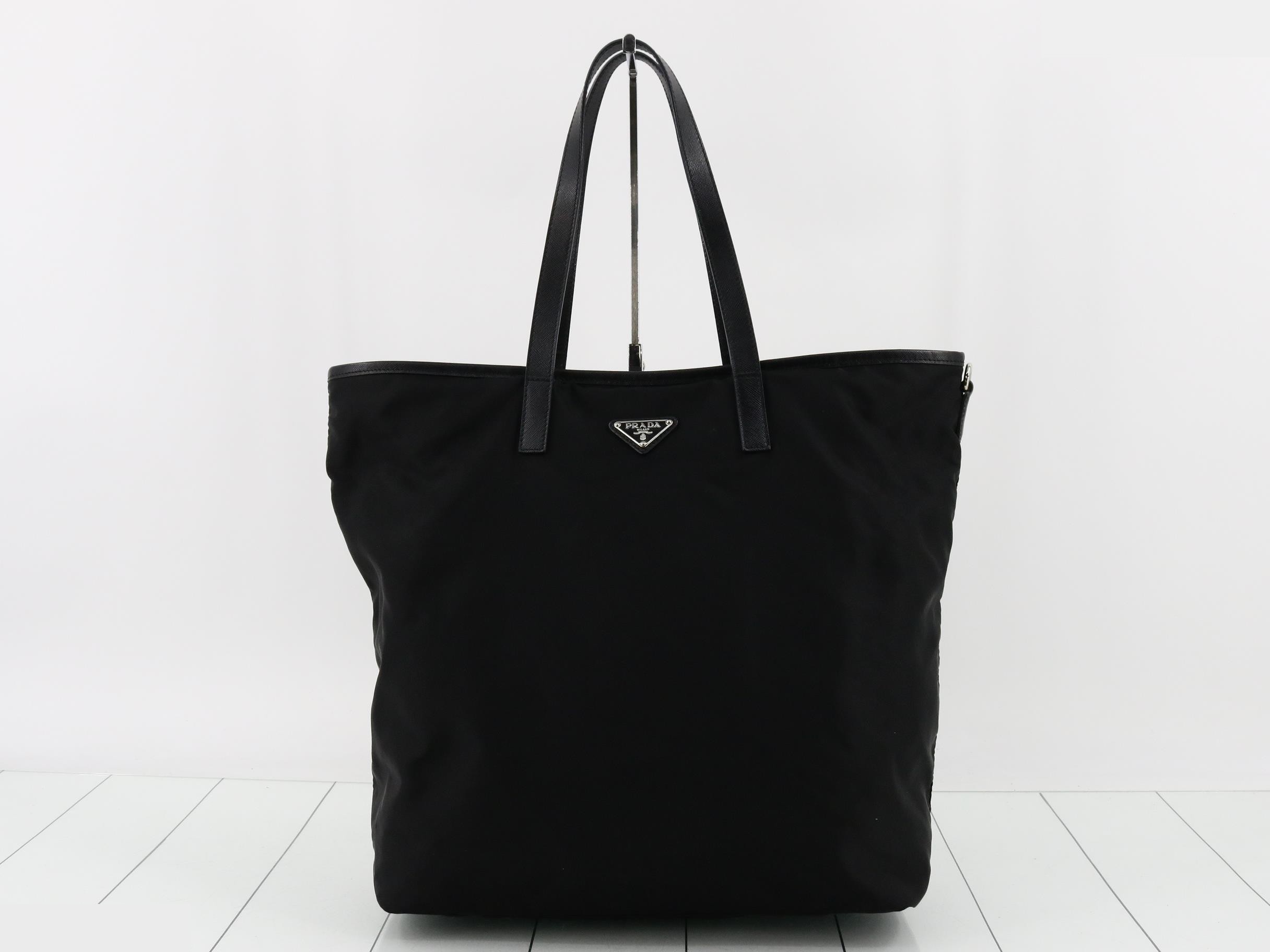 Robot Shopper Tote, Tessuto/Saffiano Leather, Black, Silver Hardware, Dust Bag Included — view 2