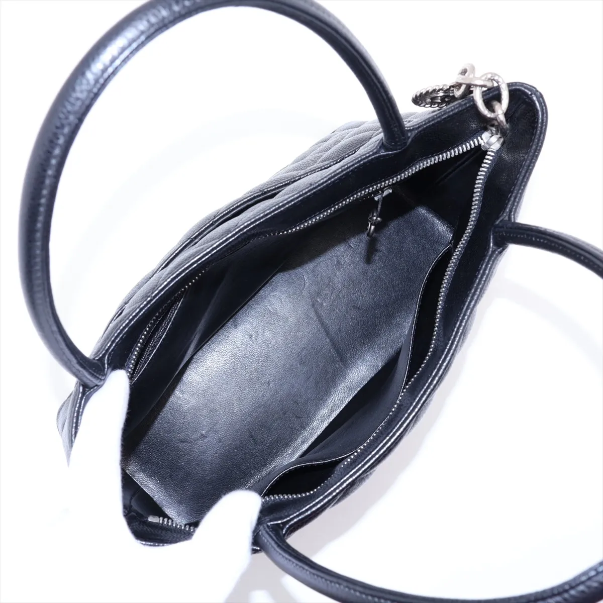 Reissue Caviar Skin Tote Bag, Black with Silver Hardware, 7589346, Series 7 — view 7