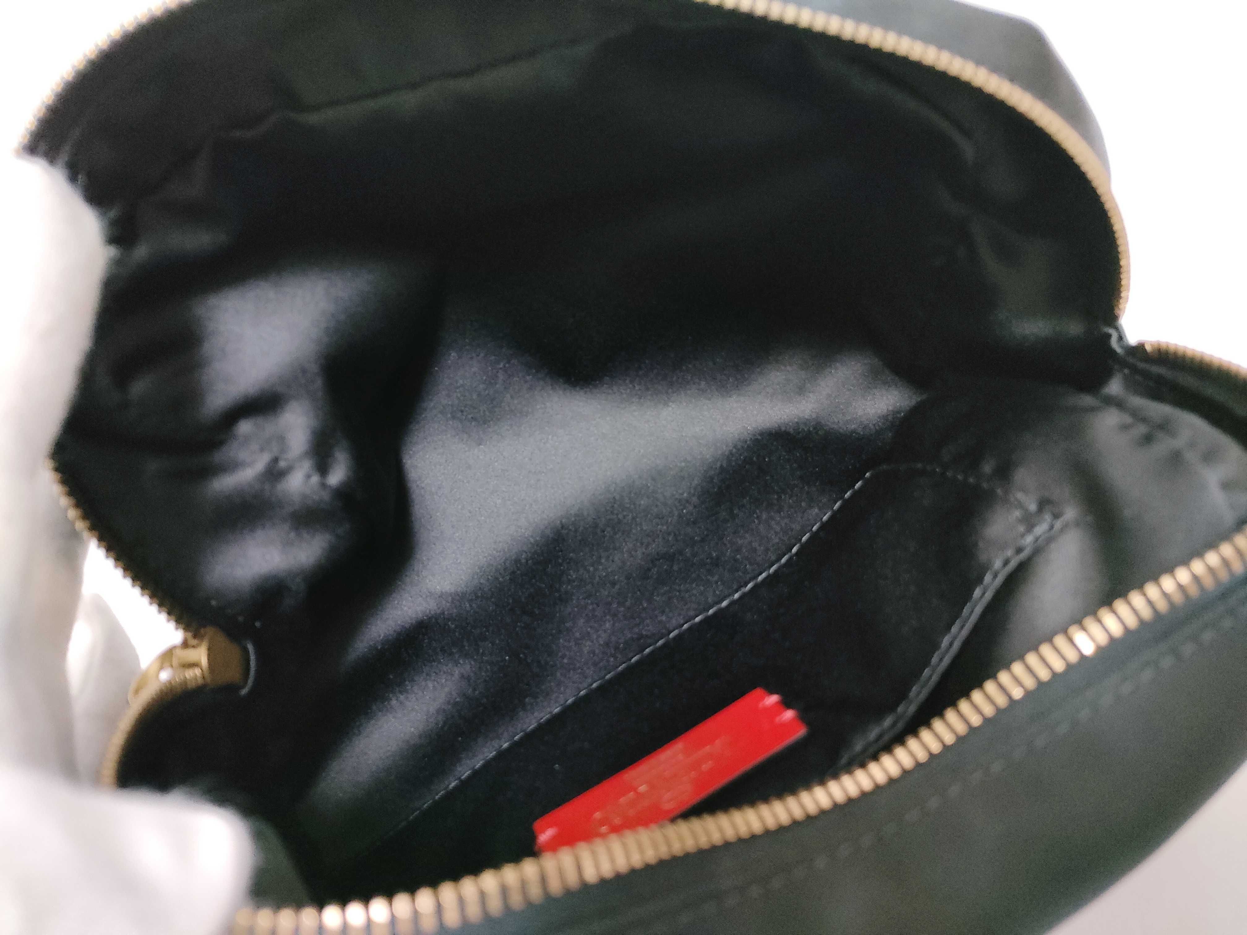 V logo black nylon leather pouch dust bag pouch — view 9