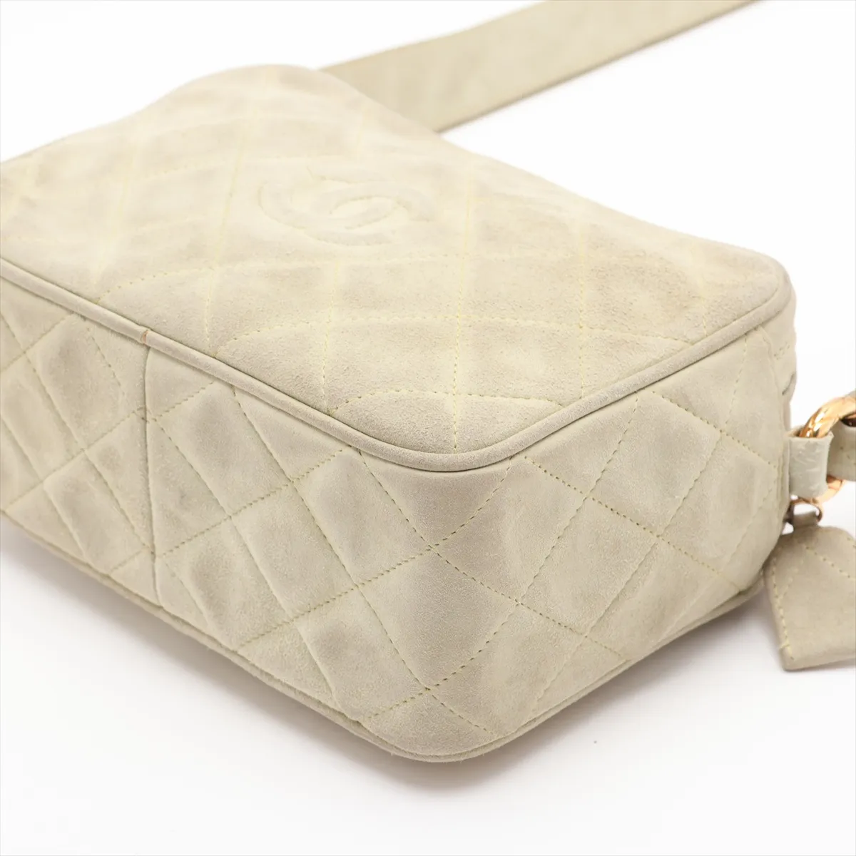 Matelassé Suede Shoulder Bag, Green with Gold Hardware, 2657433, Series 2 — view 3