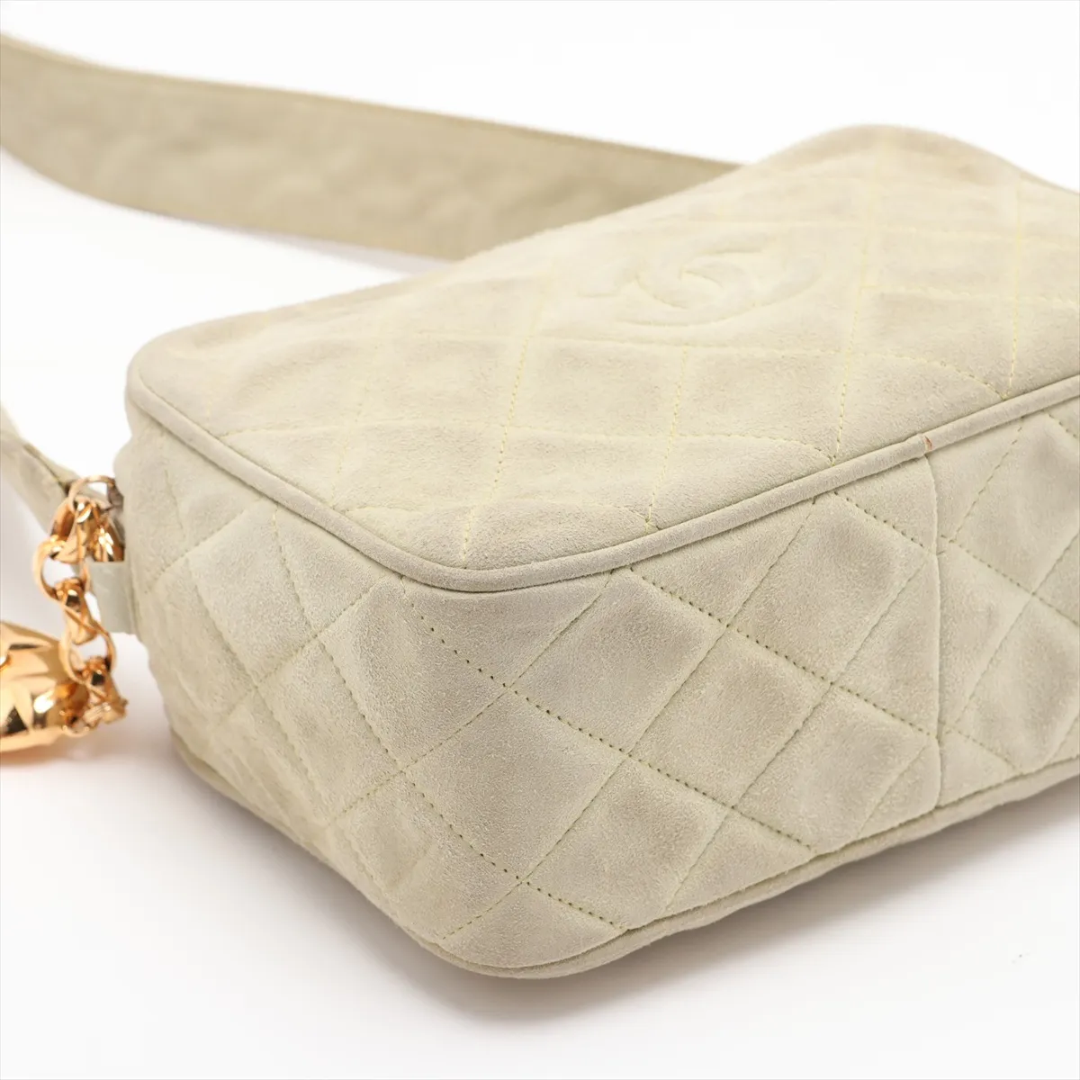 Matelassé Suede Shoulder Bag, Green with Gold Hardware, 2657433, Series 2 — view 4