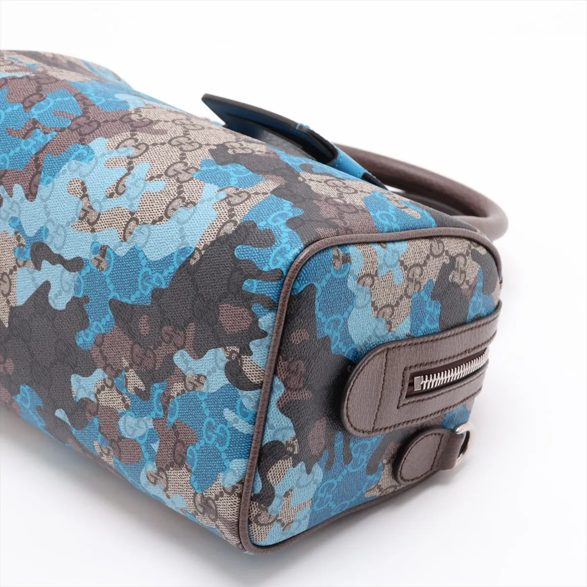 GG Camouflage PVC x Leather 2-Way Handbag, Brown x Blue, 854860 — view 3
