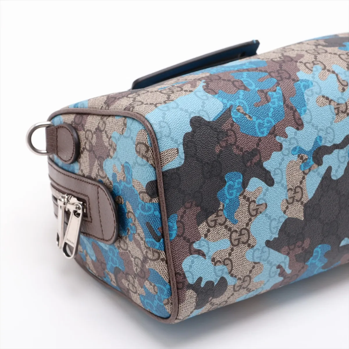 GG Camouflage PVC x Leather 2-Way Handbag, Brown x Blue, 854860 — view 4