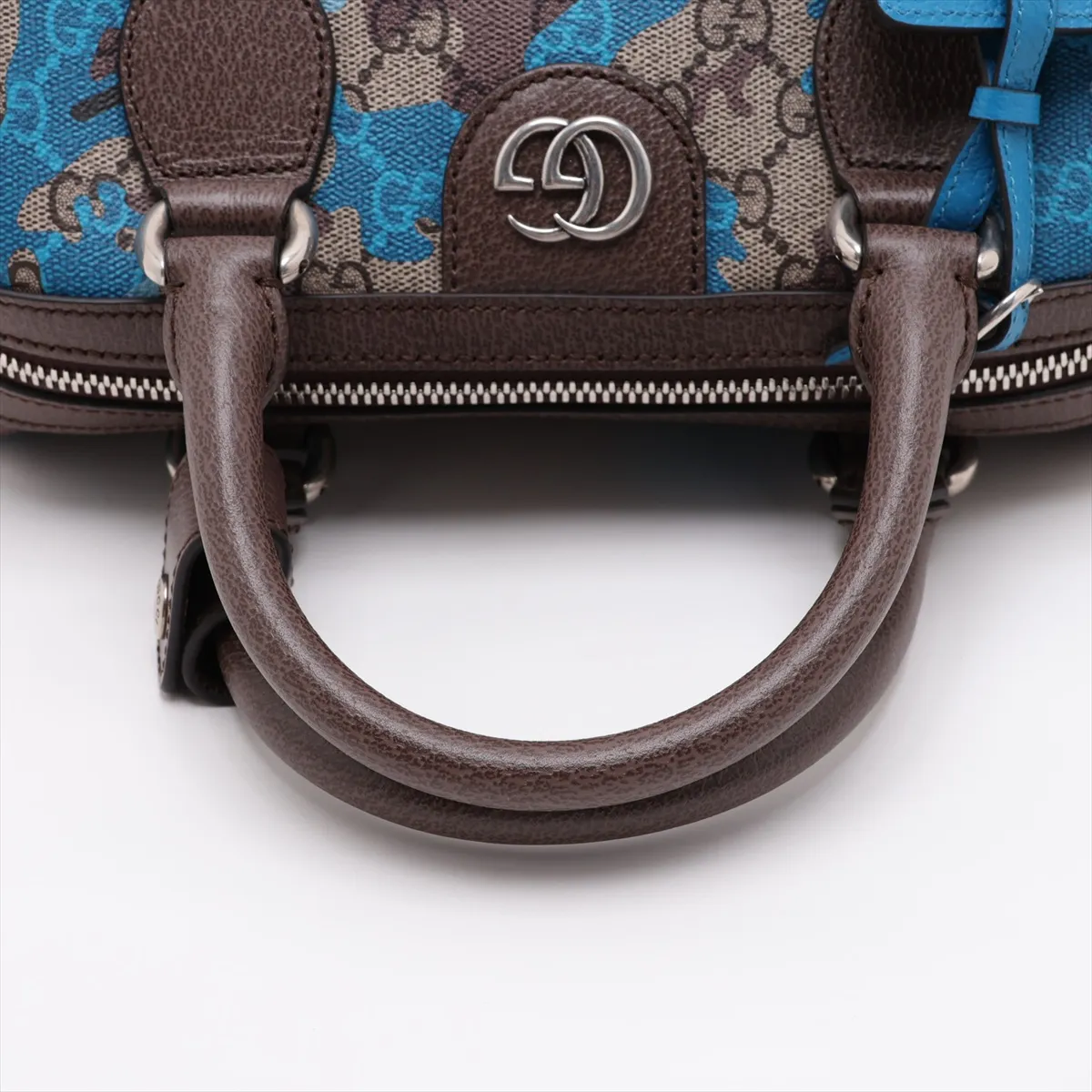 GG Camouflage PVC x Leather 2-Way Handbag, Brown x Blue, 854860 — view 5