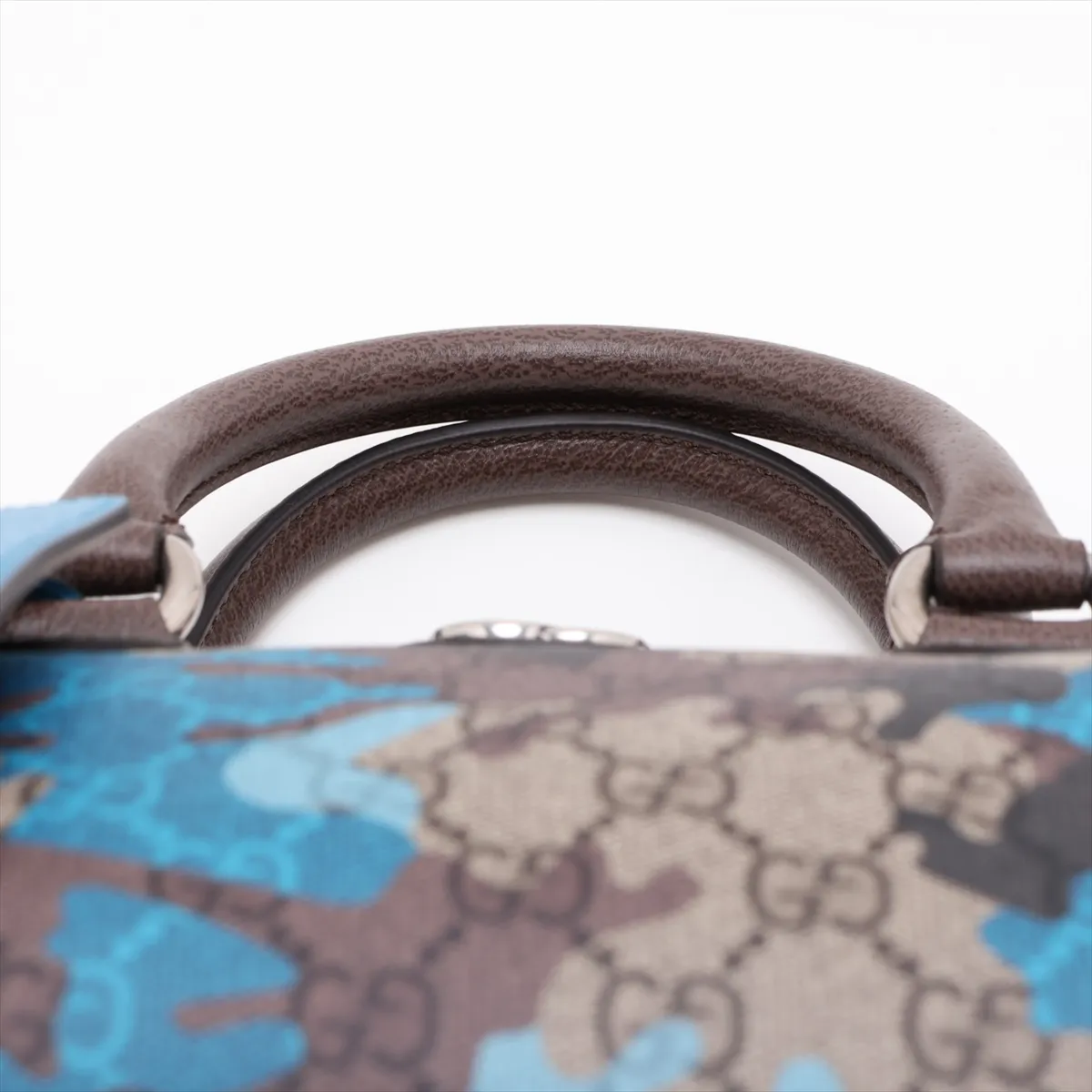GG Camouflage PVC x Leather 2-Way Handbag, Brown x Blue, 854860 — view 6