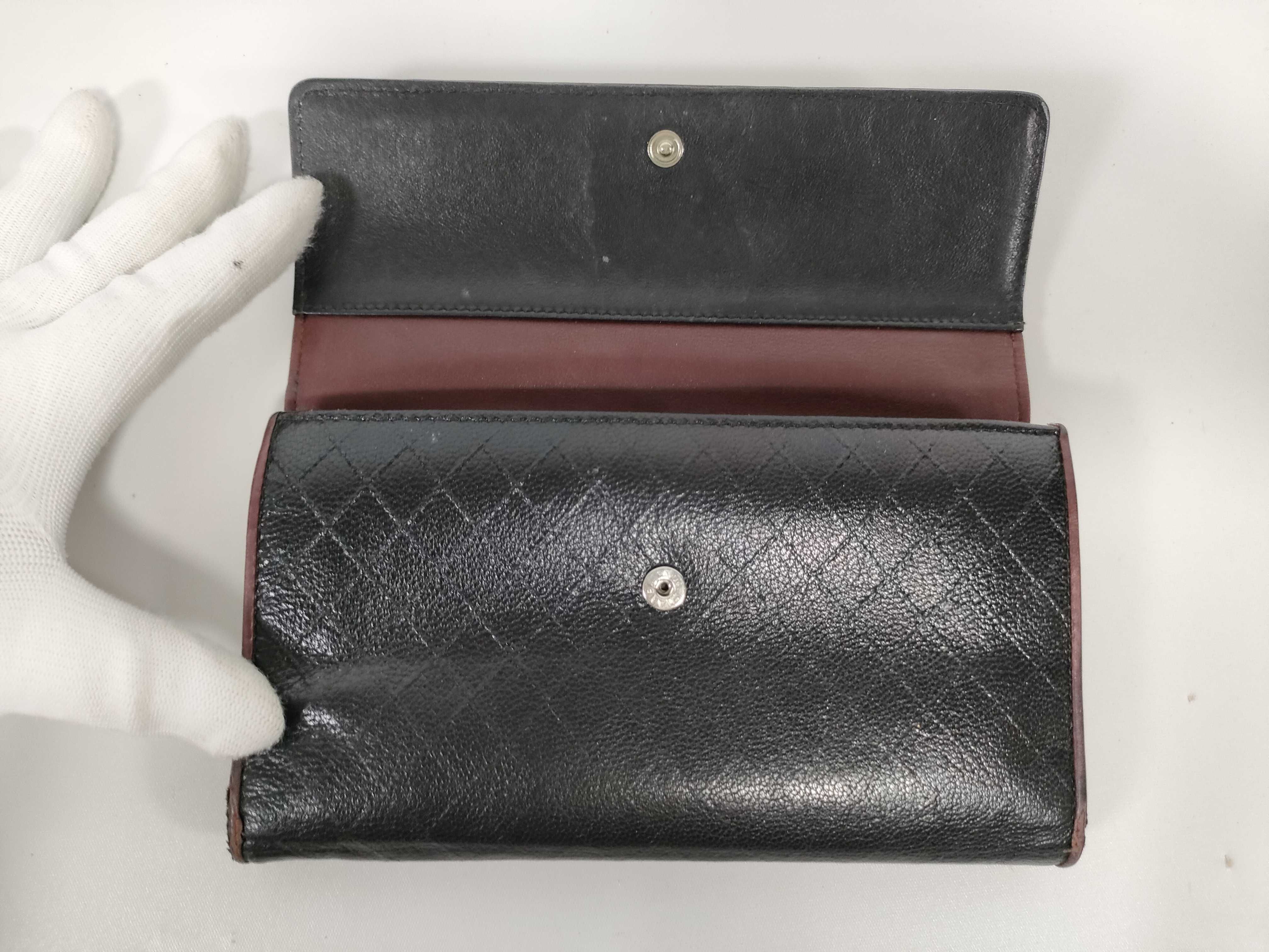 Coco Mark Bicolore Long Wallet, Black, with Seal — view 8