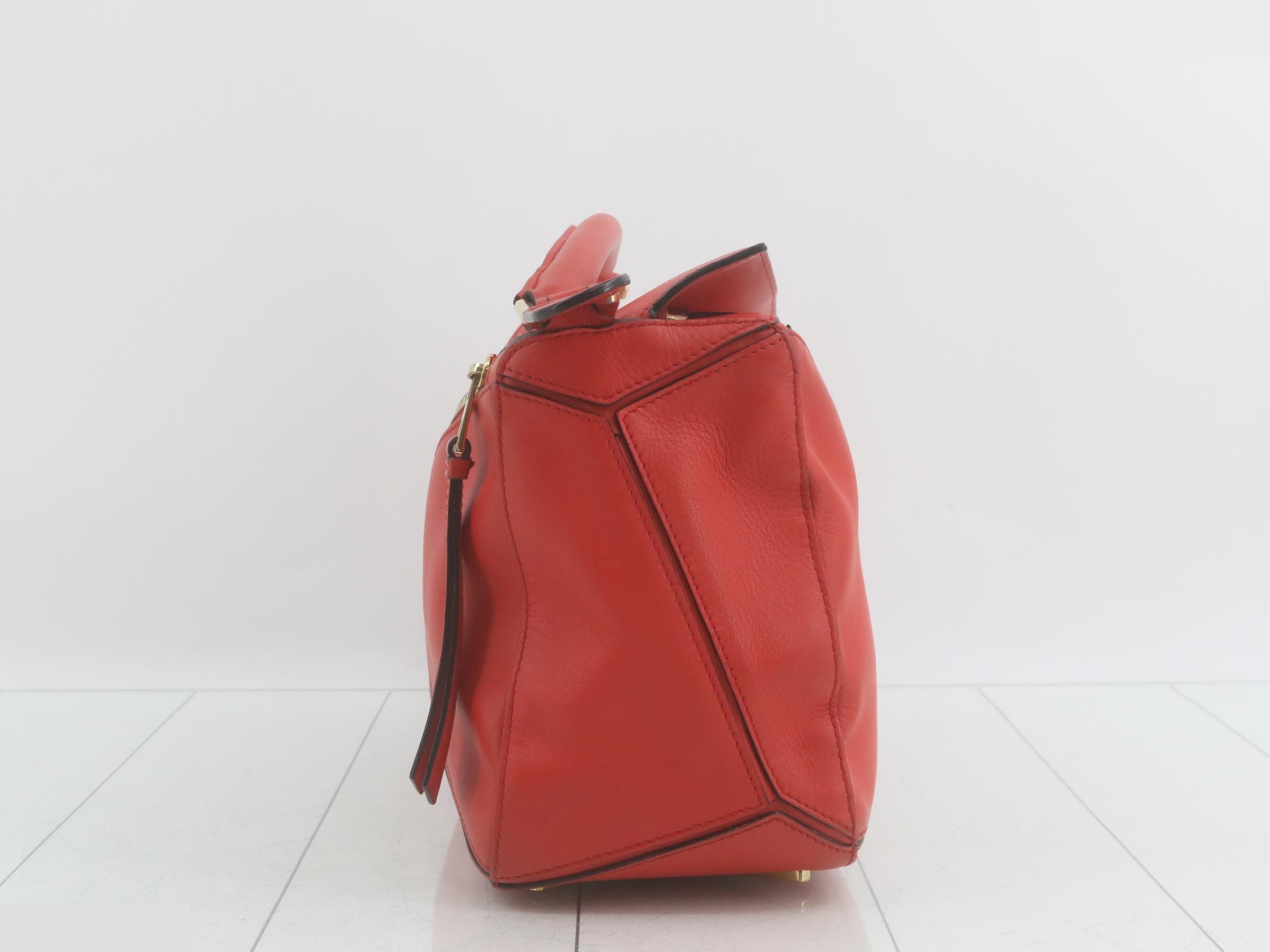 Puzzle Leather 2-Way Handbag, Red — view 4
