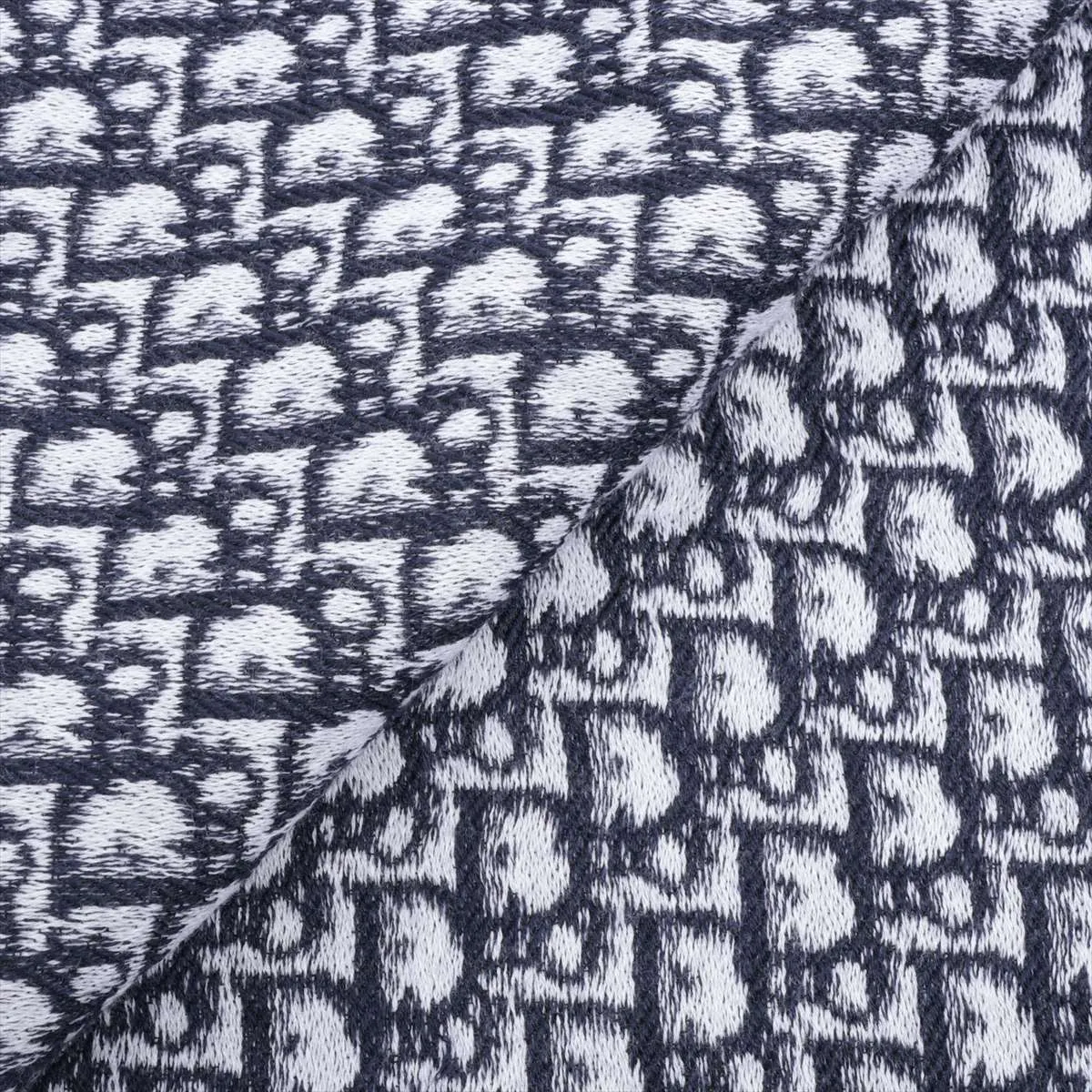 Oblique muffler wool navy — view 2