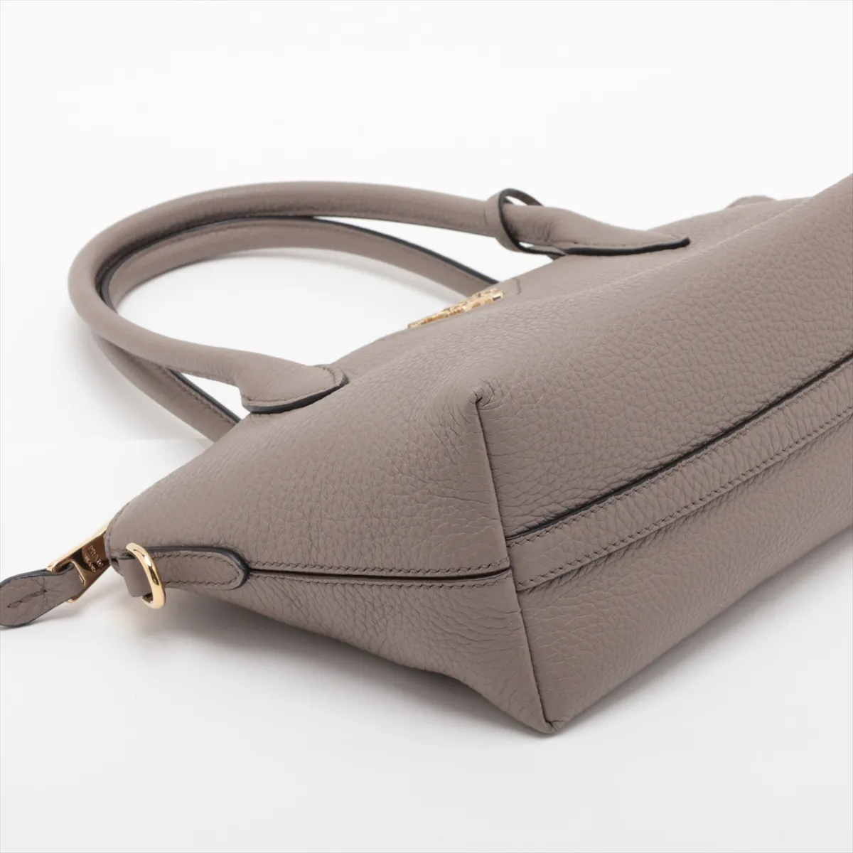 Vitello Daino 1BA472 Leather 2-Way Handbag, Gray — view 4