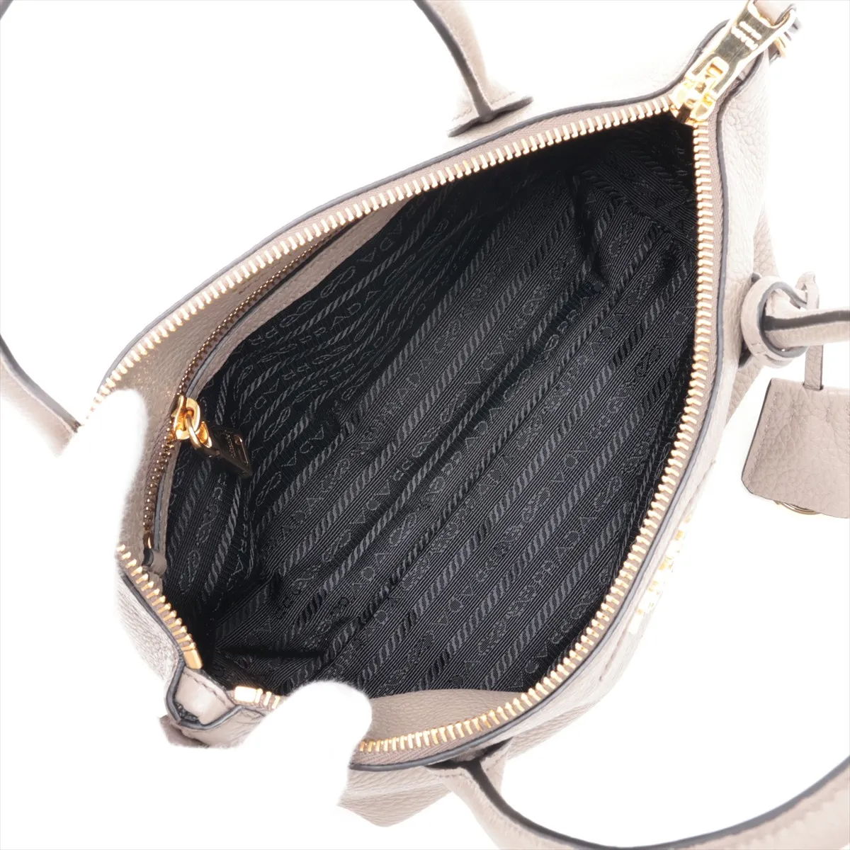 Vitello Daino 1BA472 Leather 2-Way Handbag, Gray — view 8