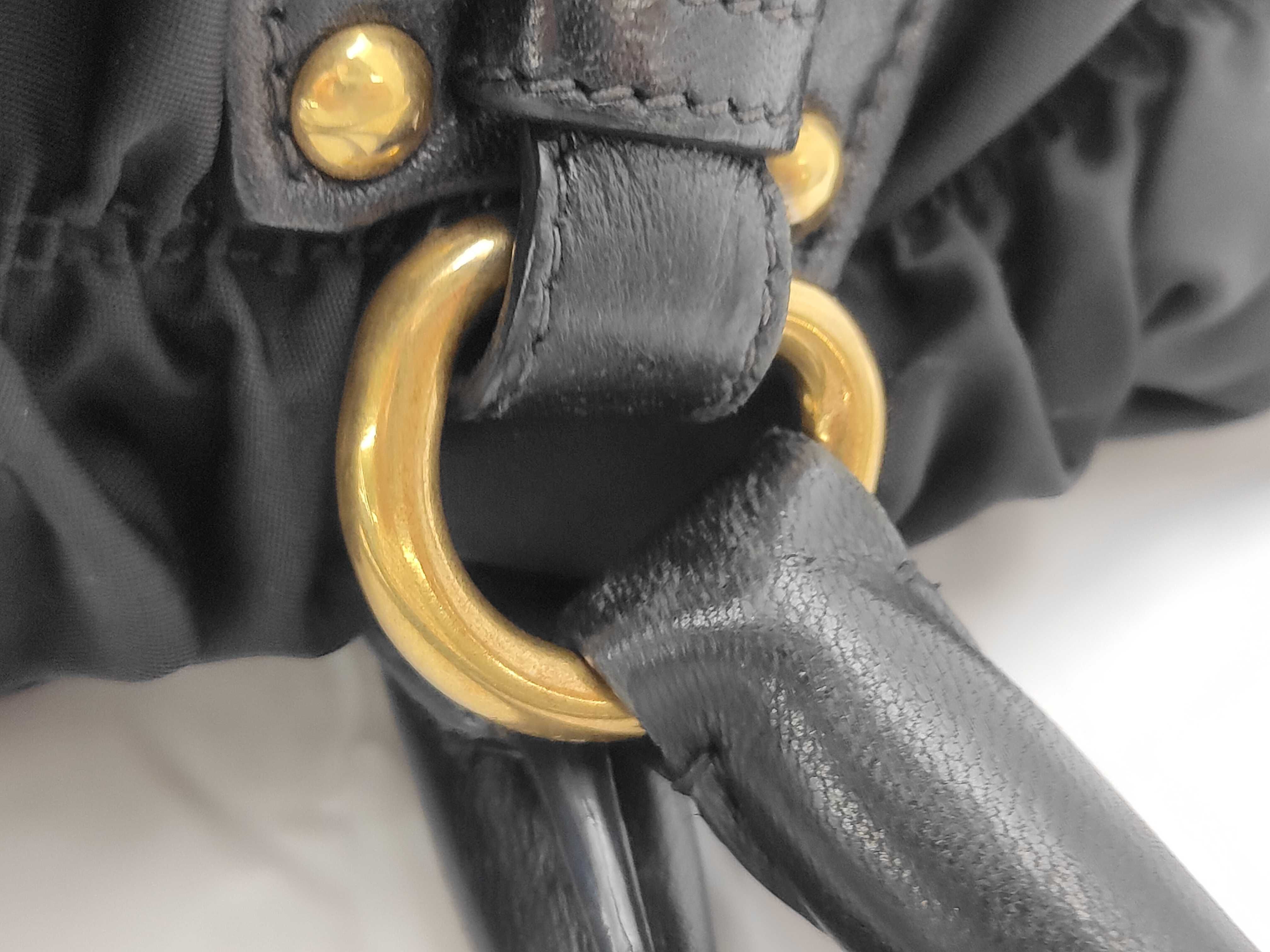 Nylon Gathered 2-Way Handbag Black Handbag — view 5