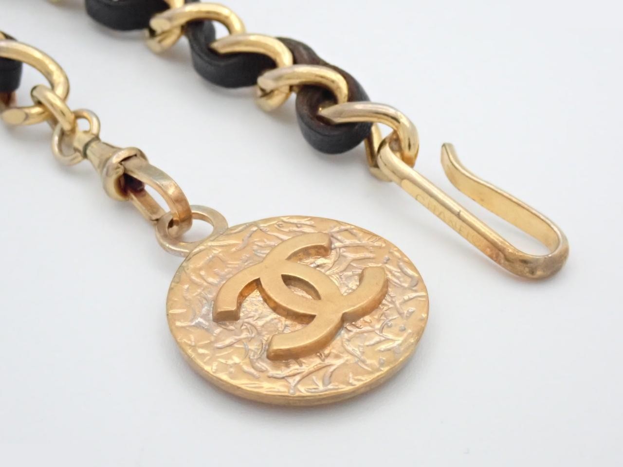 Coco Mark Leather Chain Belt (approx. 85cm) — view 3